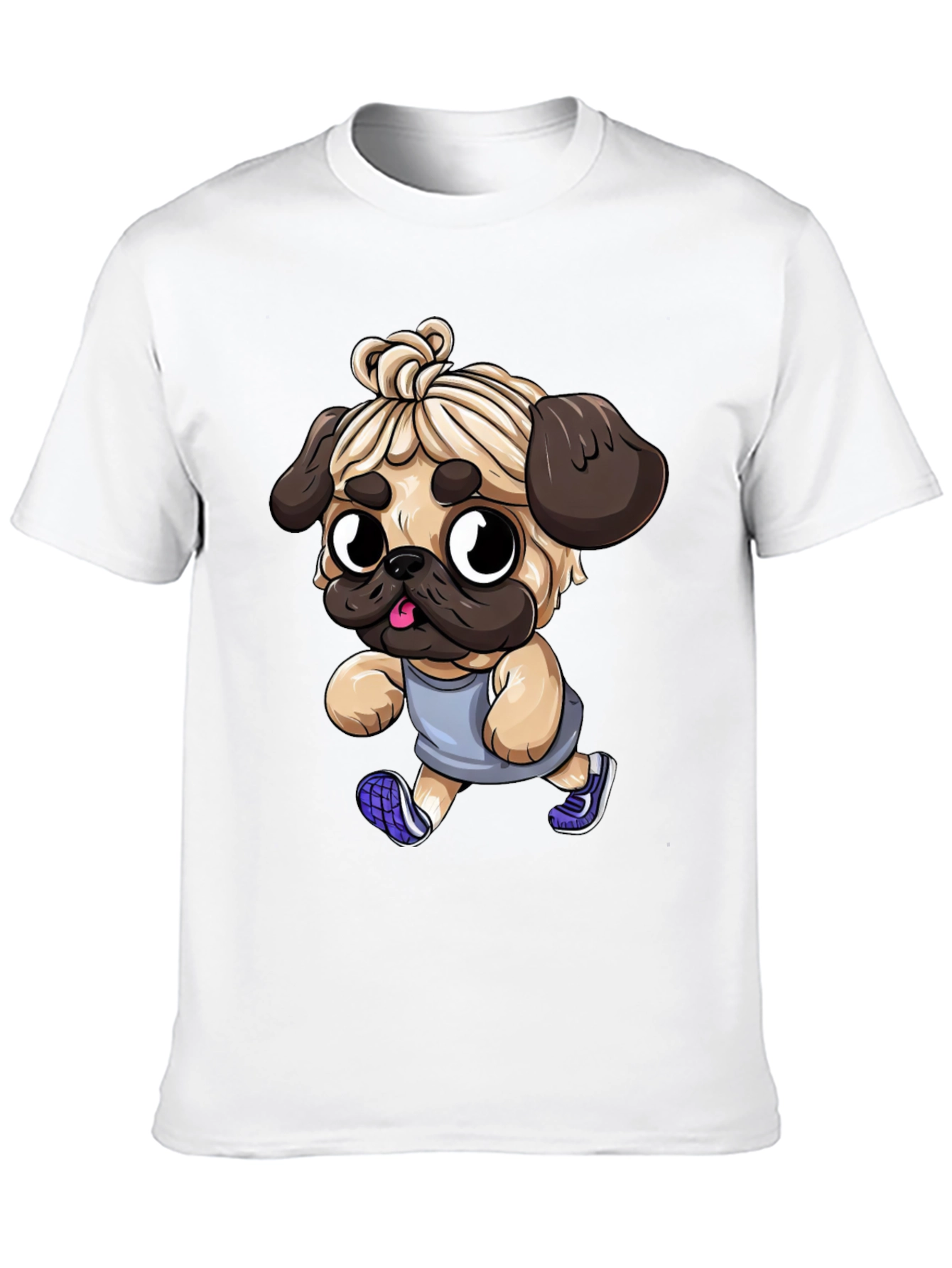 Black Funny Pug Jogger Tee - Men's Black T-Shirt view 10