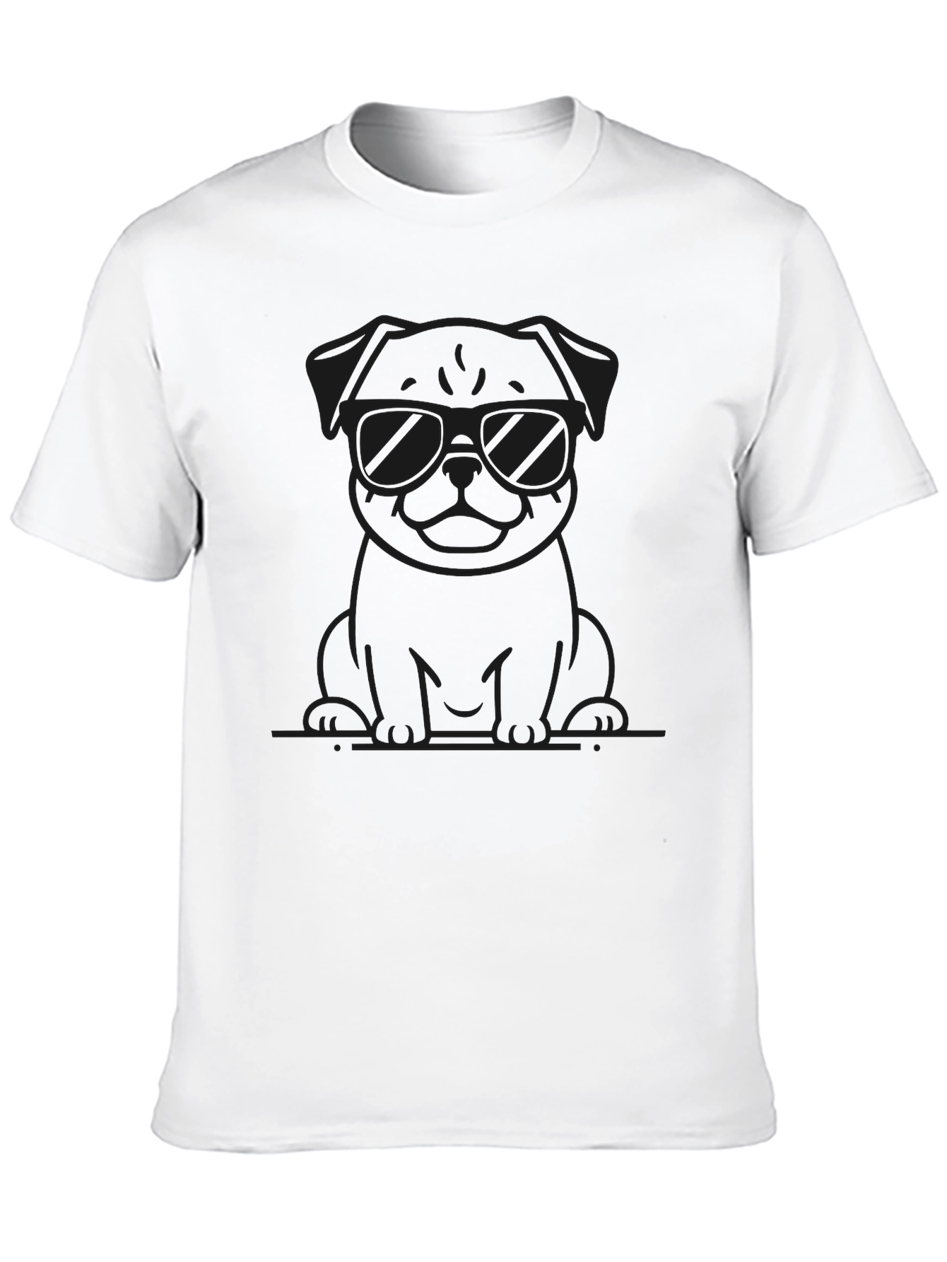 Black Cool Pug in Shades Black T-Shirt view 10