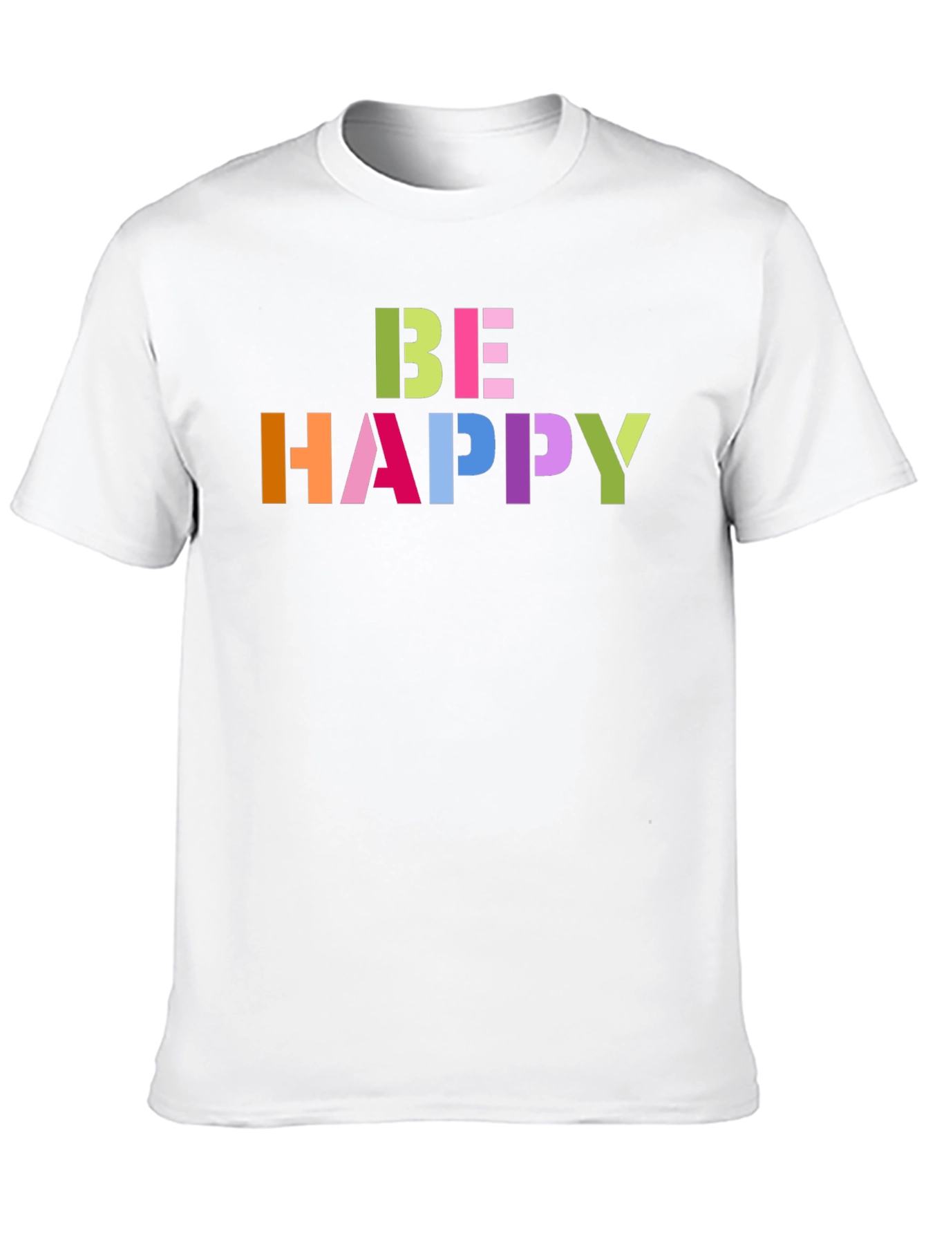 Black Be Happy Graphic Tee - Colorful Lettering, Black T-Shirt view 10