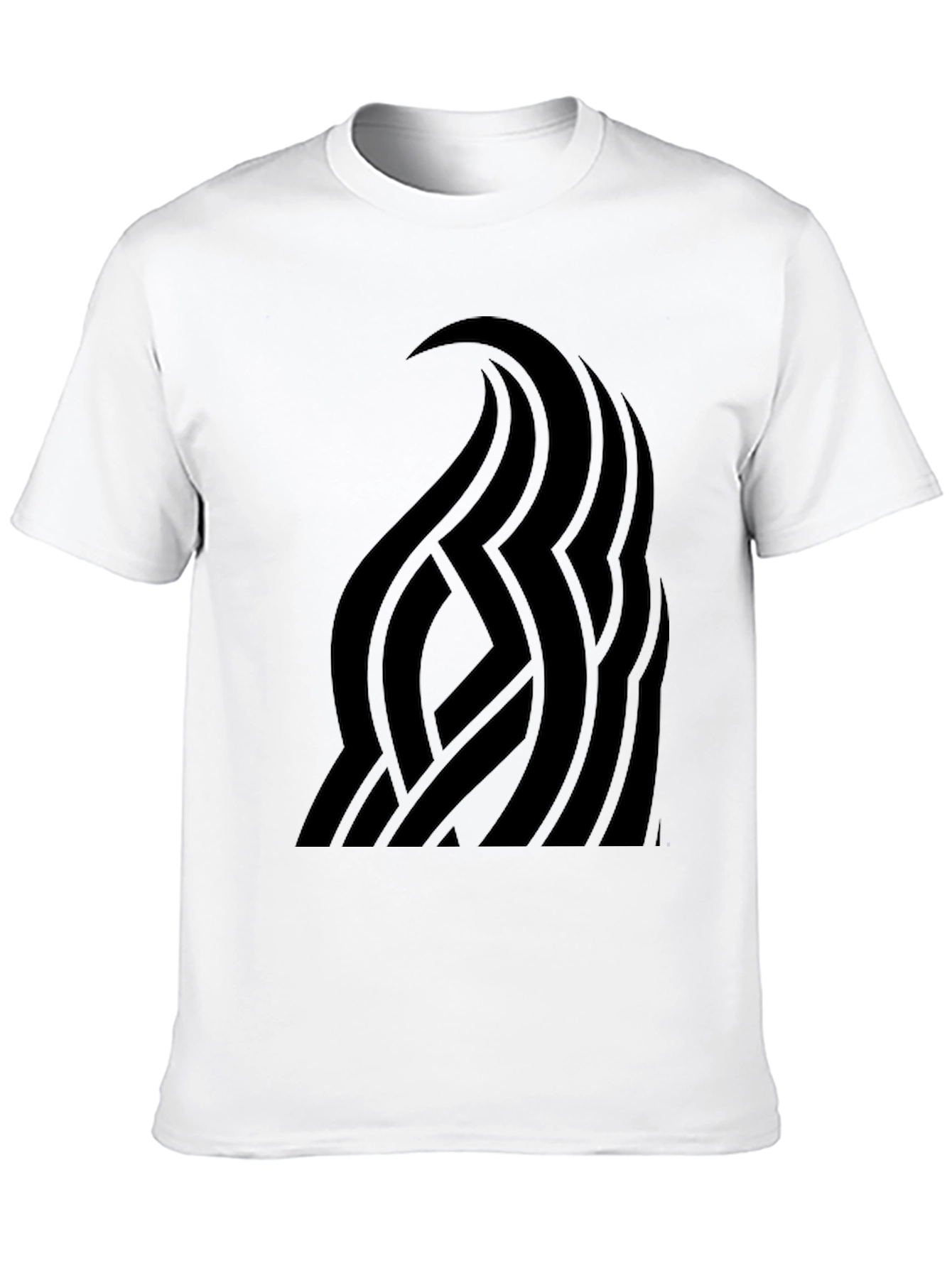 Black Men's Black Graphic Tee - Abstract Wave Design view 10