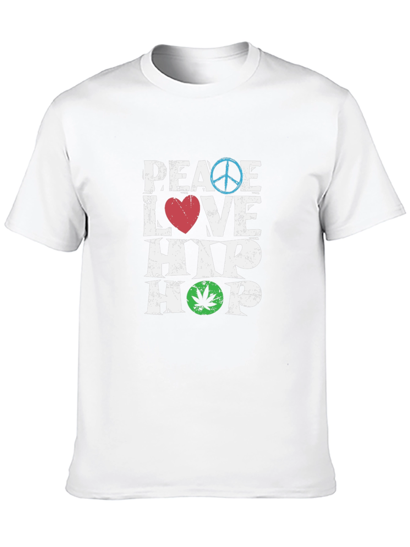 Black Peace Love Hip Hop T-Shirt - Graphic Print Crew Neck Tee view 10