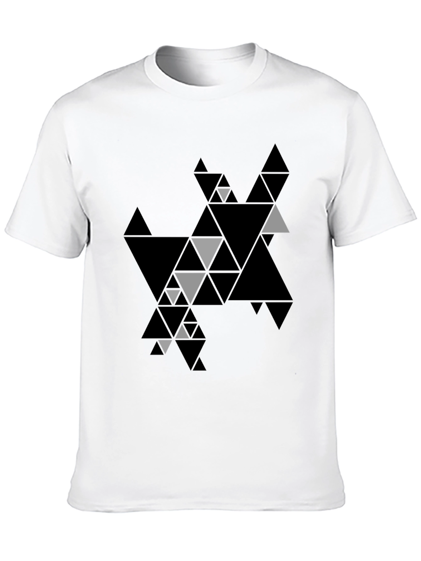 Black Geometric Triangle Print Black T-Shirt view 10