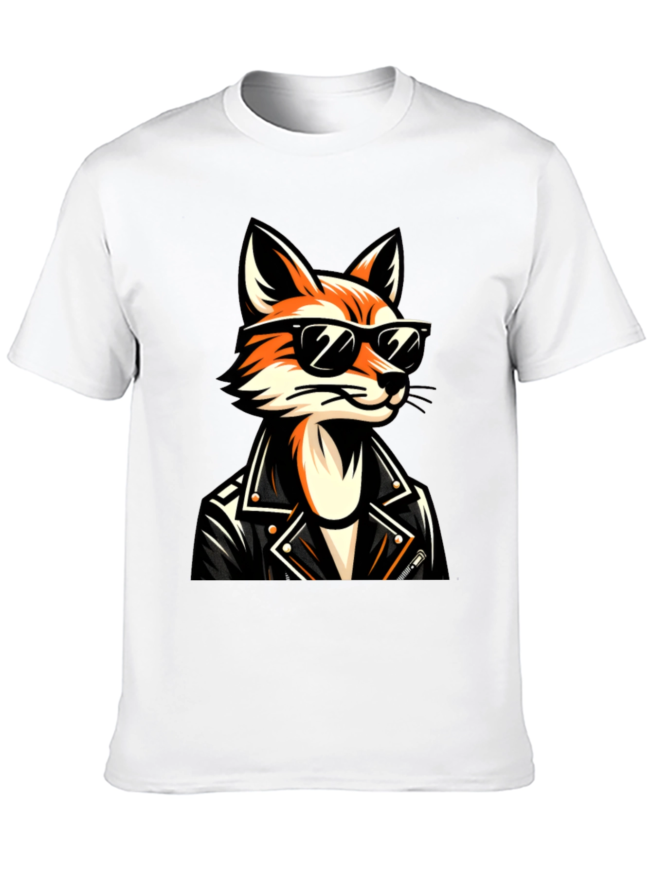 Black Cool Fox Graphic Tee - Black Cotton T-Shirt view 10