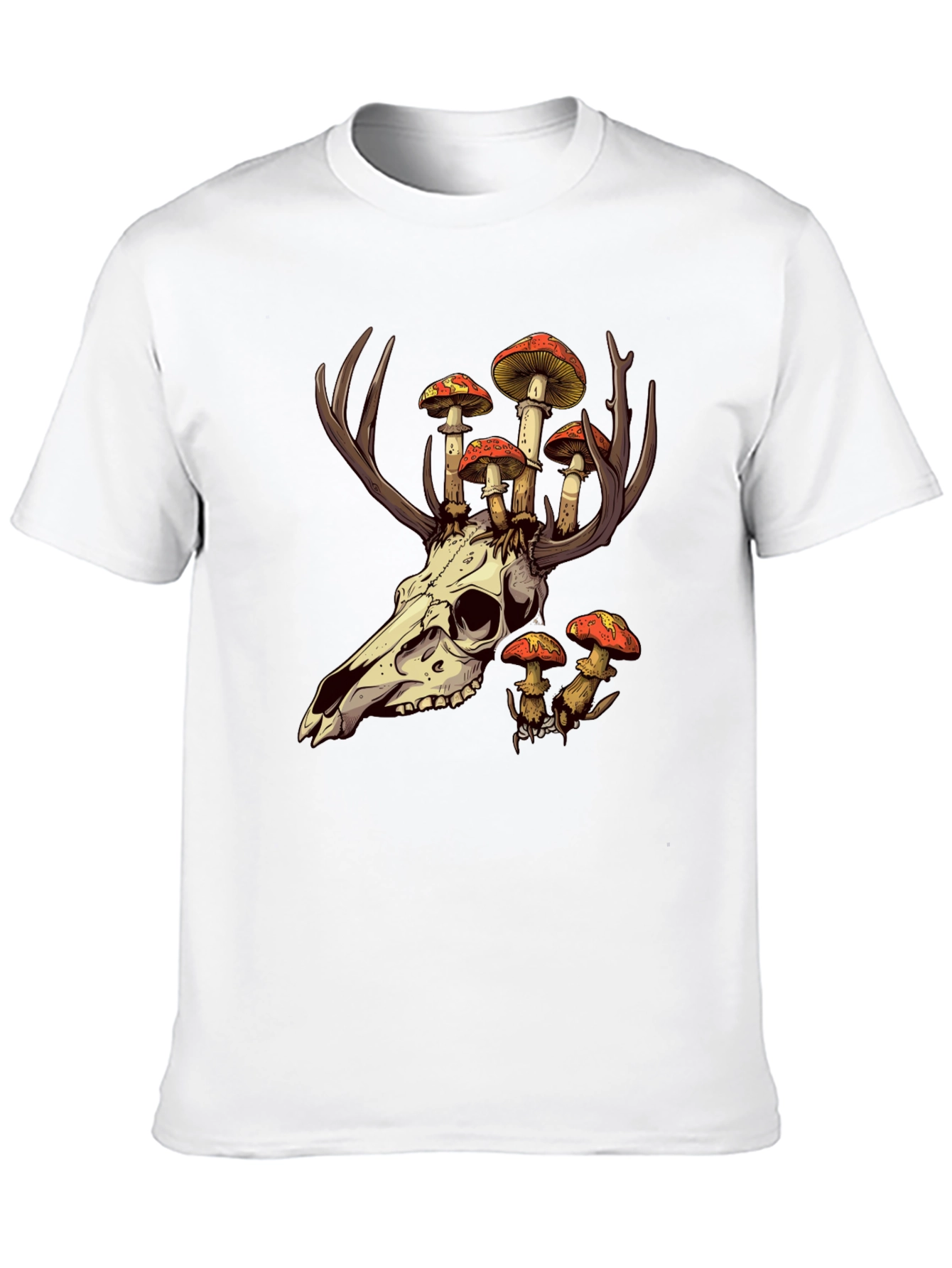Black Skull and Mushroom T-Shirt - Unique Graphic Tee view 10
