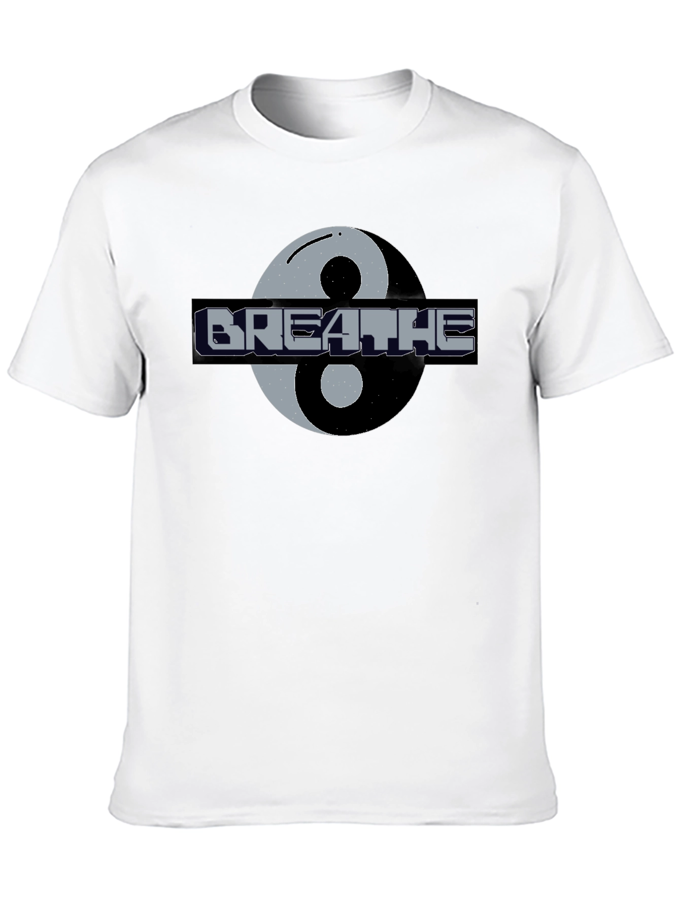 Black Breathe Yin Yang Graphic T-Shirt - Black Casual Tee view 10