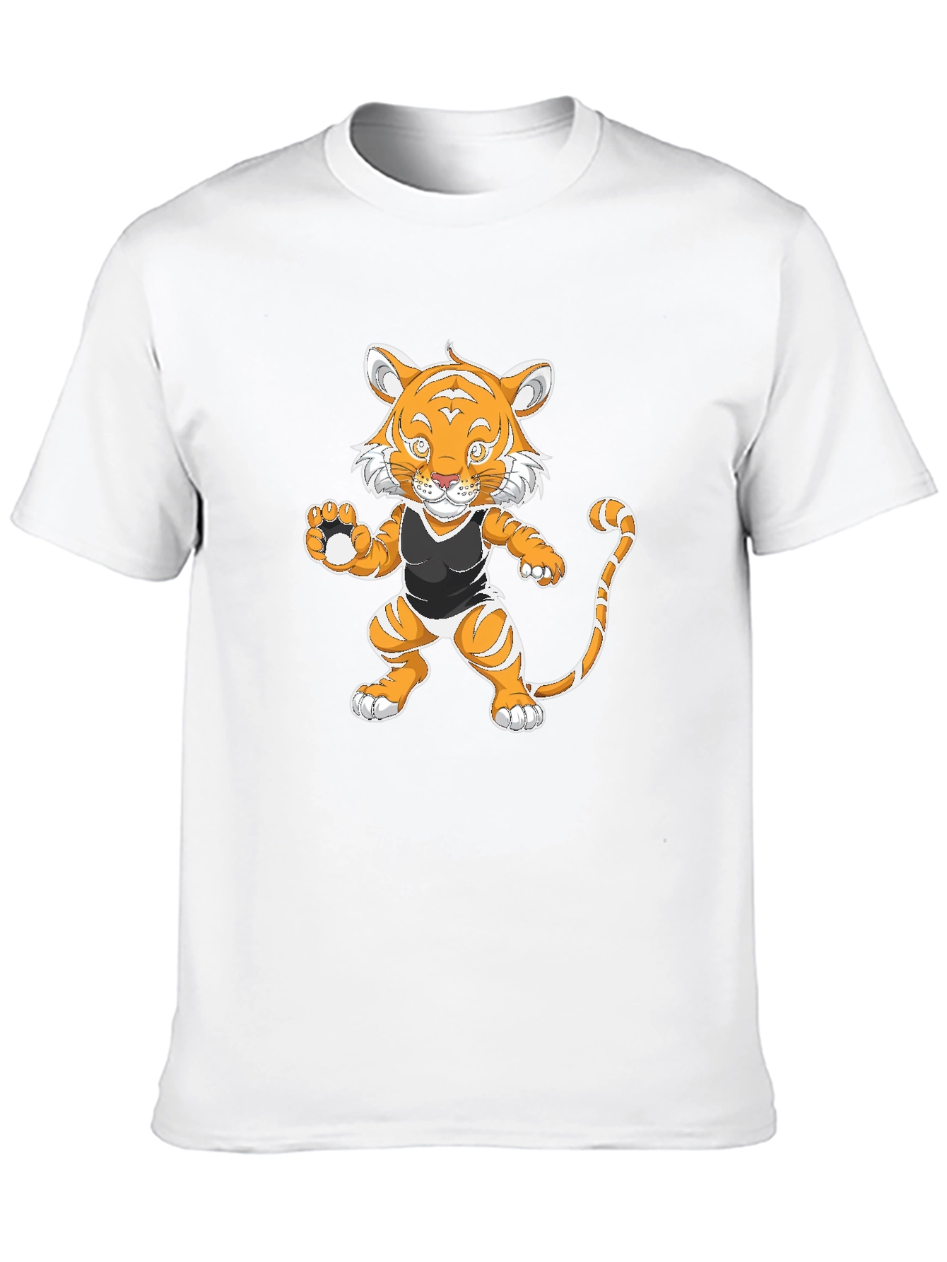 Black Cartoon Tiger Graphic Tee - Black view 10