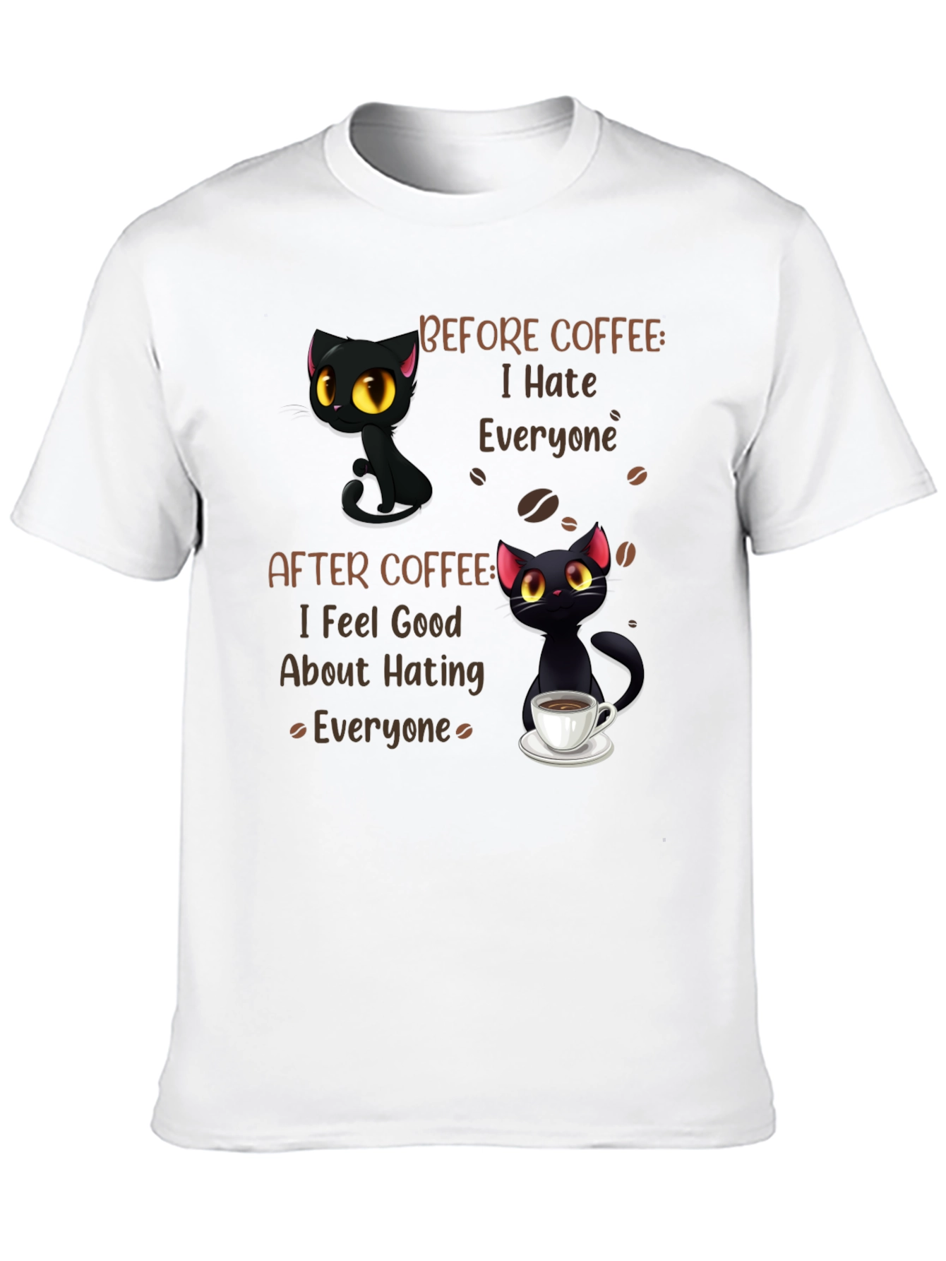 Black Coffee Cat T-Shirt - I Hate Everyone Funny Tee view 10