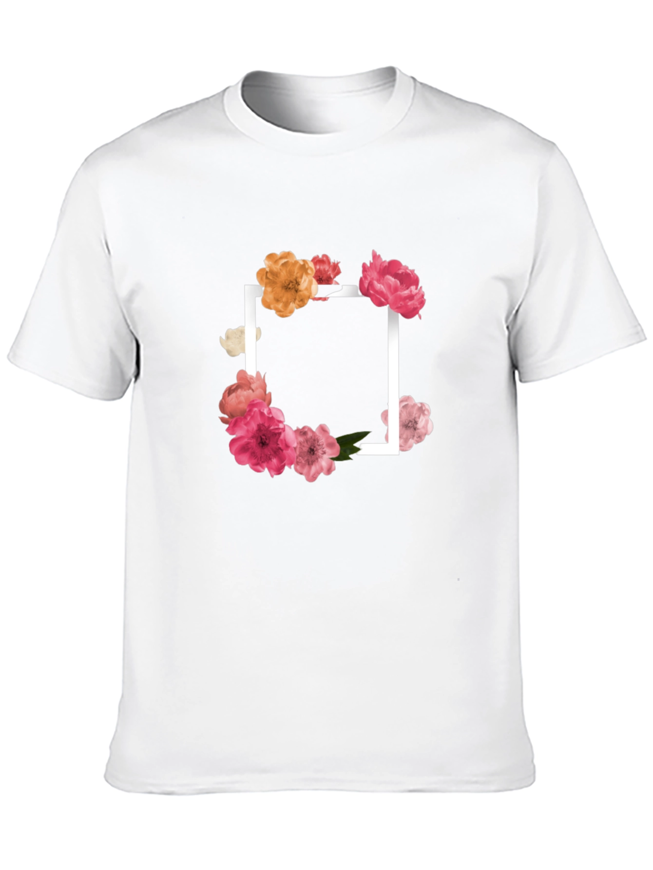 Black Floral Frame Black T-Shirt view 10