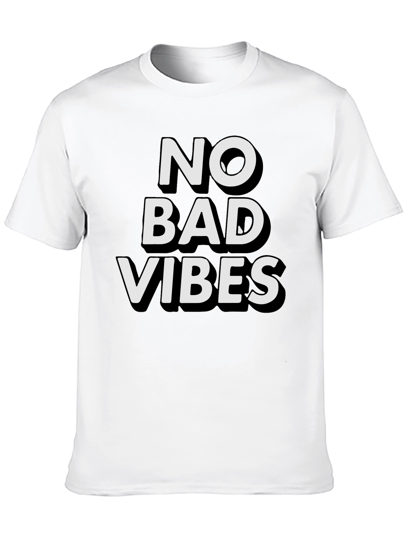 Black No Bad Vibes Graphic Tee - Black Casual T-Shirt view 10