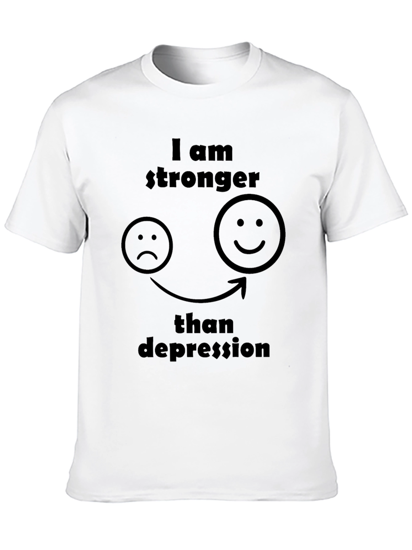 Black Stronger Than Depression Black Graphic T-Shirt view 10