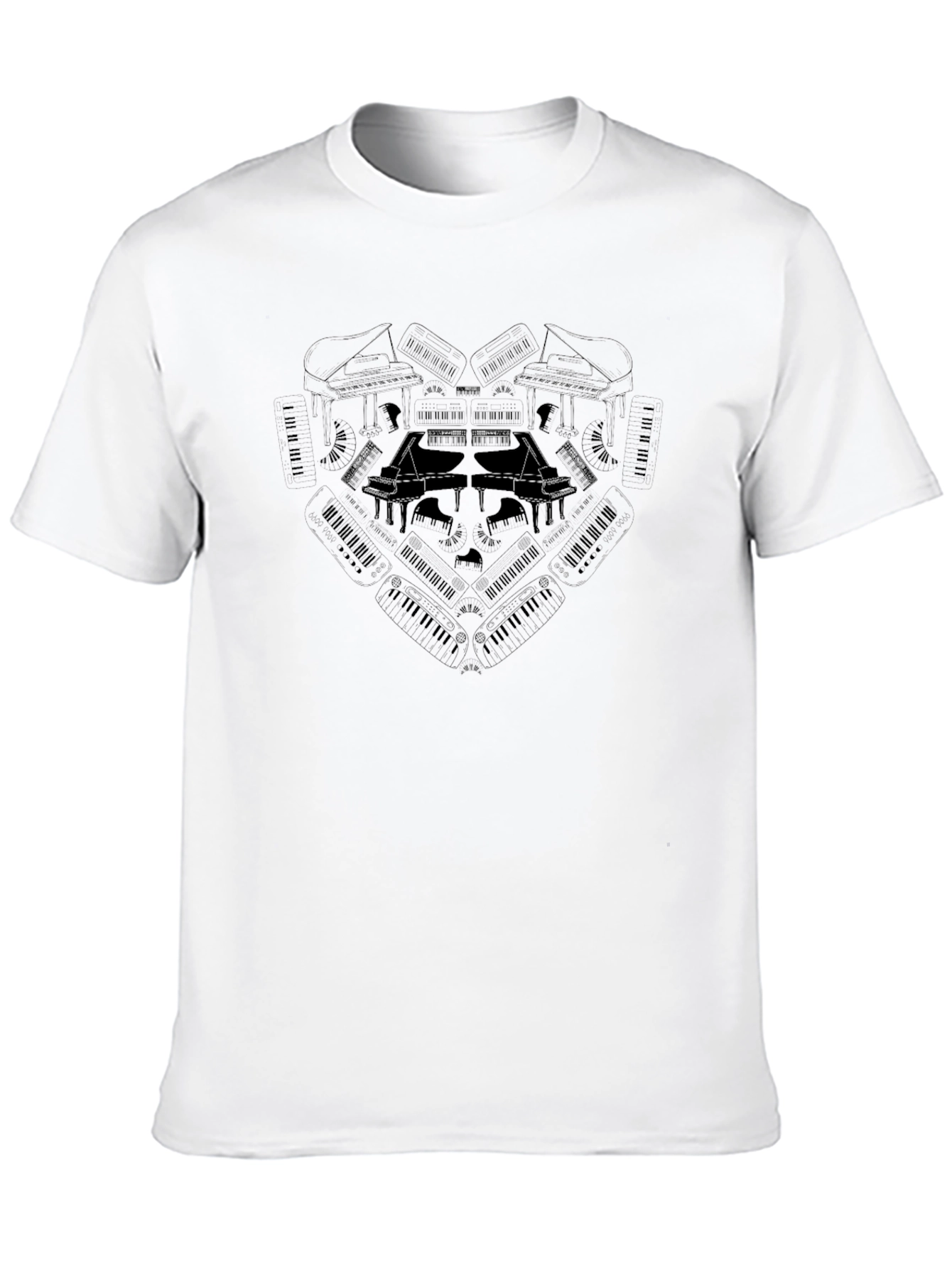 Black Piano Heartbeat Men's Graphic Tee - Music Lover view 10