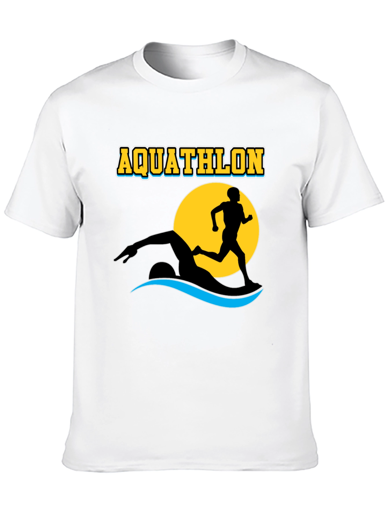 Black Aquathlon T-Shirt: Swim & Run Design view 10