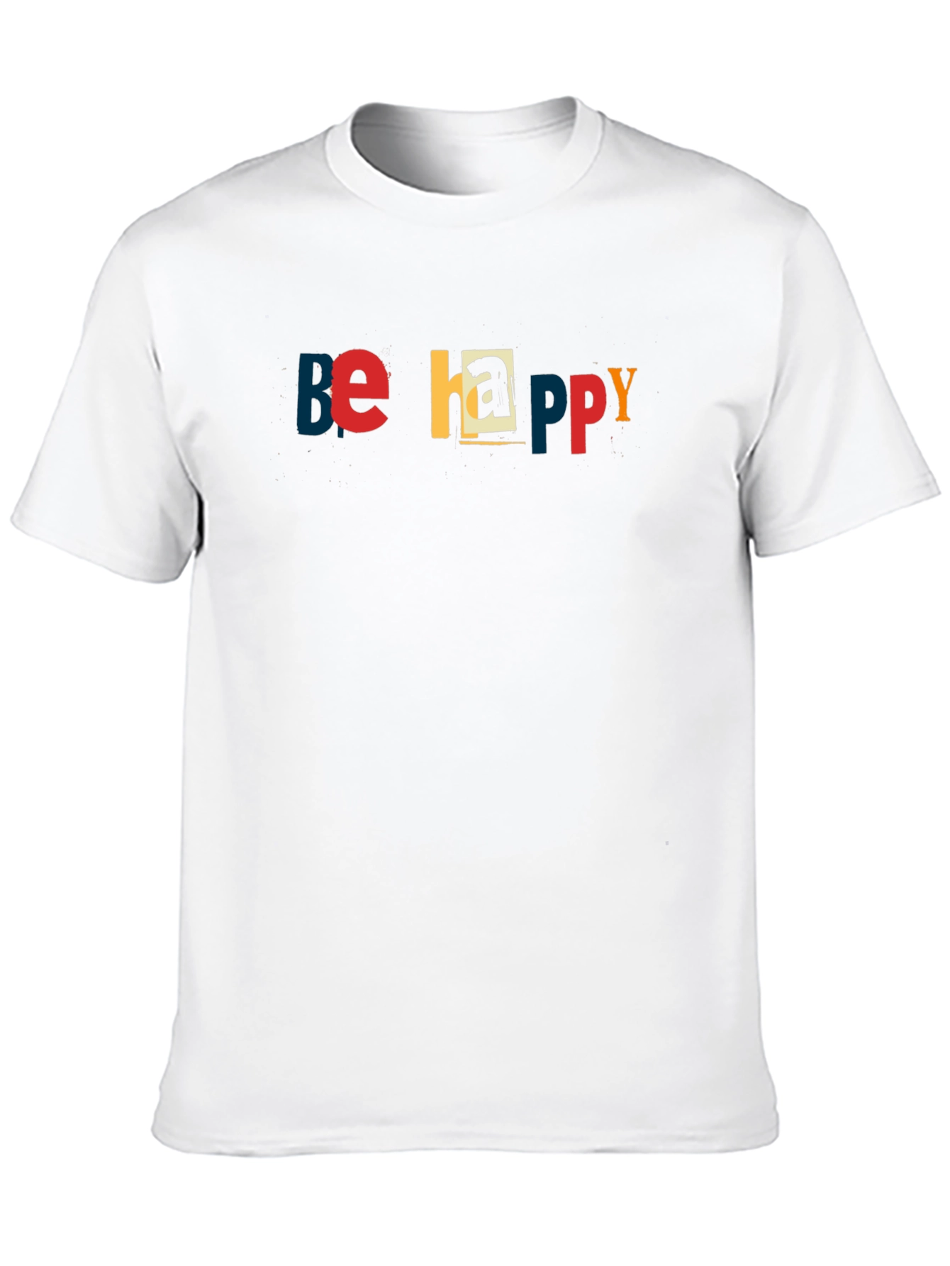 Black Be Happy Graphic Print Crew Neck T-Shirt view 10