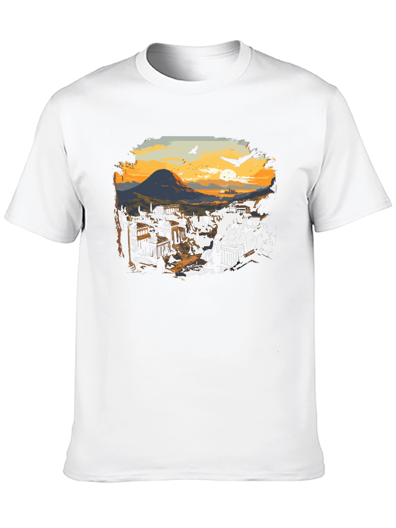 Black Ancient Cityscape Graphic Tee - Black view 10