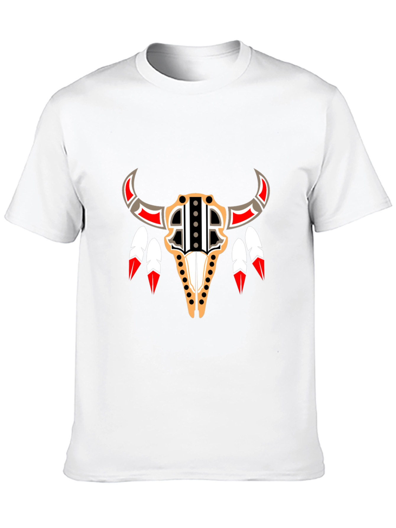 Black Native American Bull Skull Graphic Tee view 10