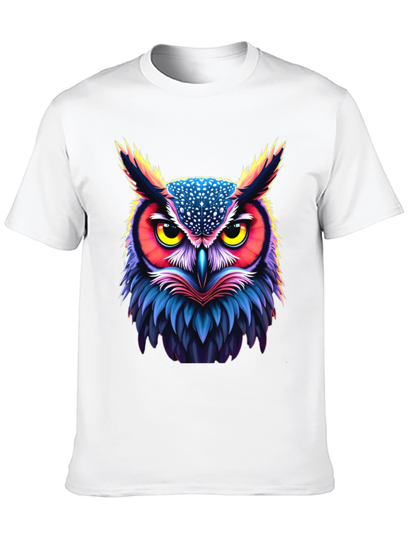 Black Vibrant Owl Graphic Tee - Unisex Black T-Shirt view 10