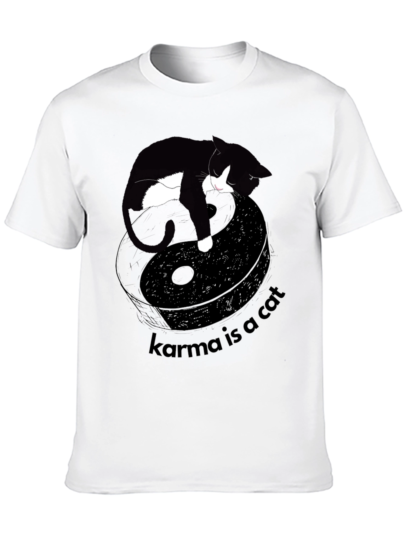 Black Karma is a Cat Graphic Tee - Unisex Black T-Shirt view 10