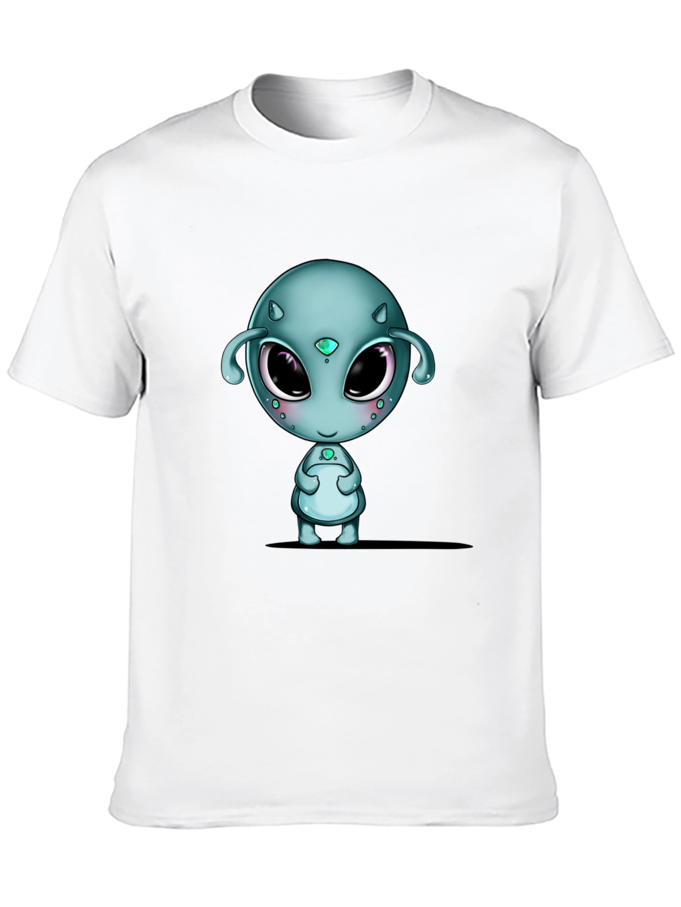 Black Cute Alien Graphic Black T-Shirt view 10