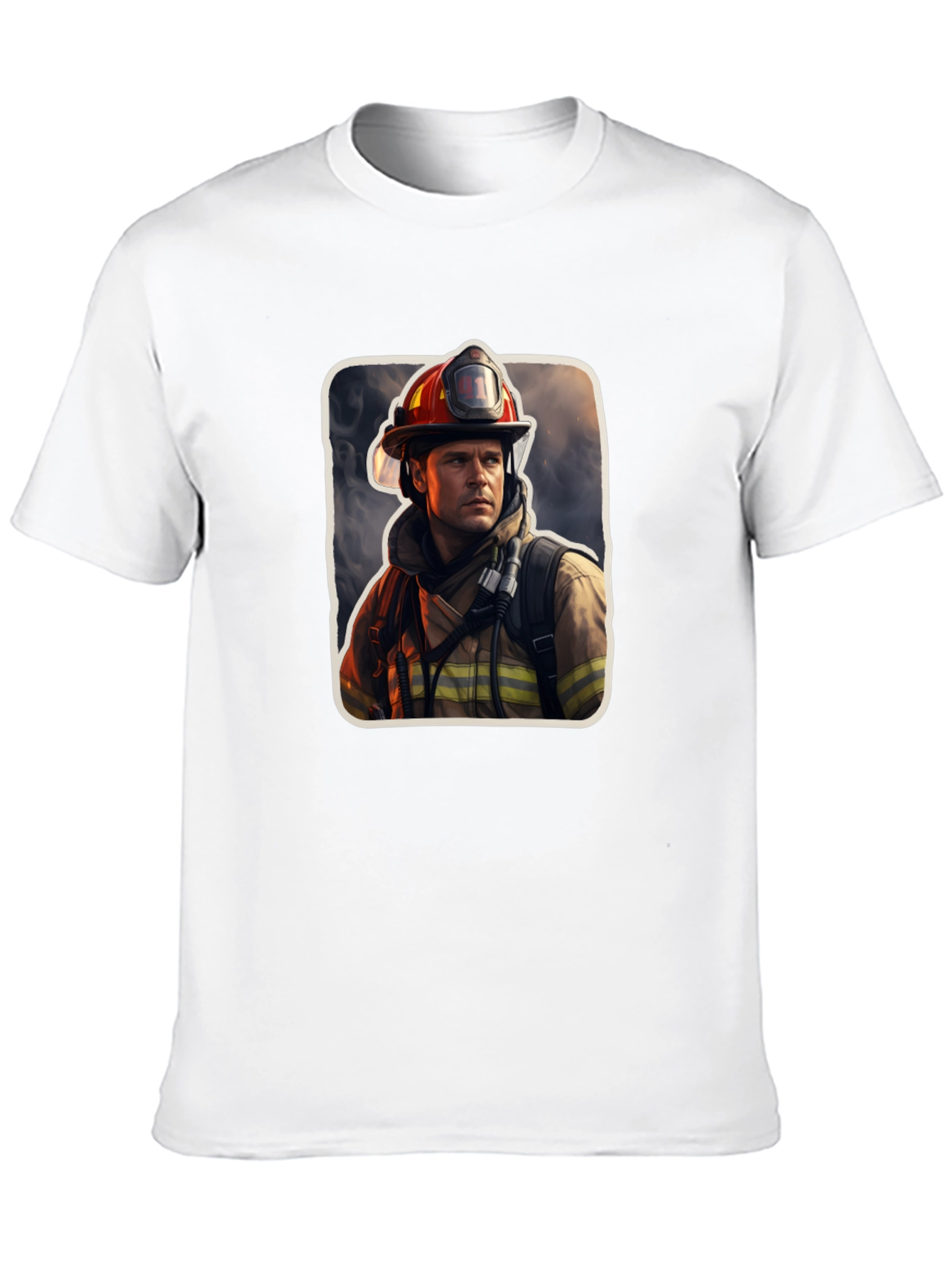 Black Firefighter Graphic Tee - Premium Black Cotton T-Shirt view 10