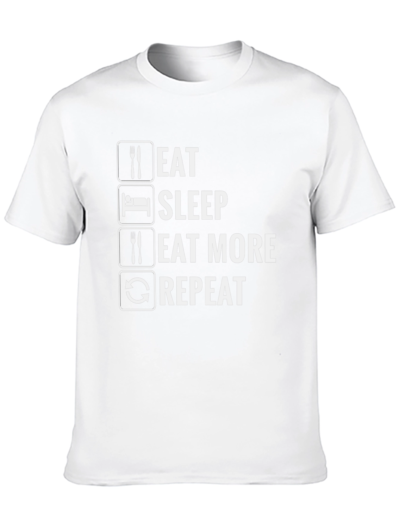 Black Eat Sleep Eat More Repeat Funny Graphic Tee view 10
