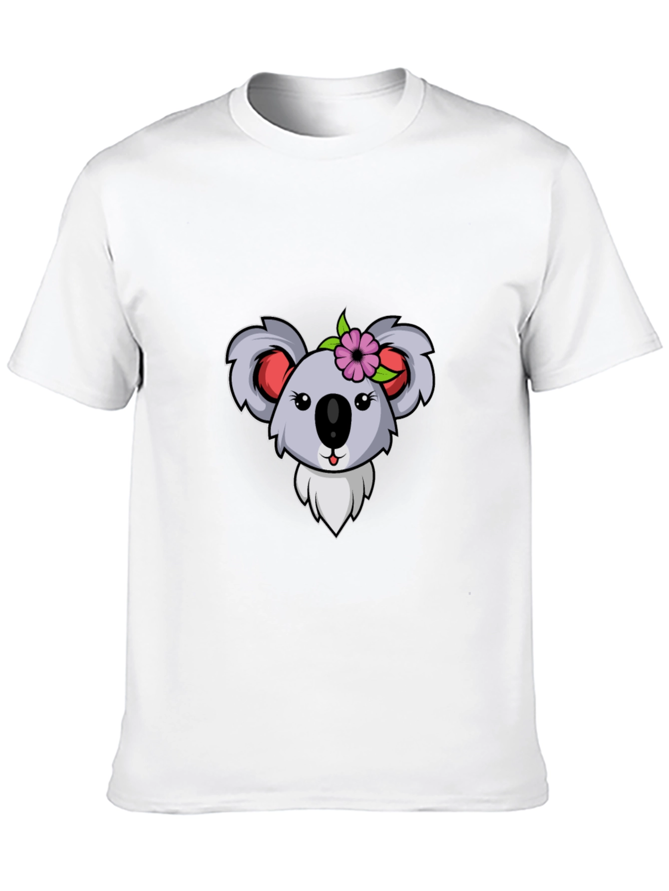 Koala Flower Graphic Tee - Black Cotton T-Shirt - 10