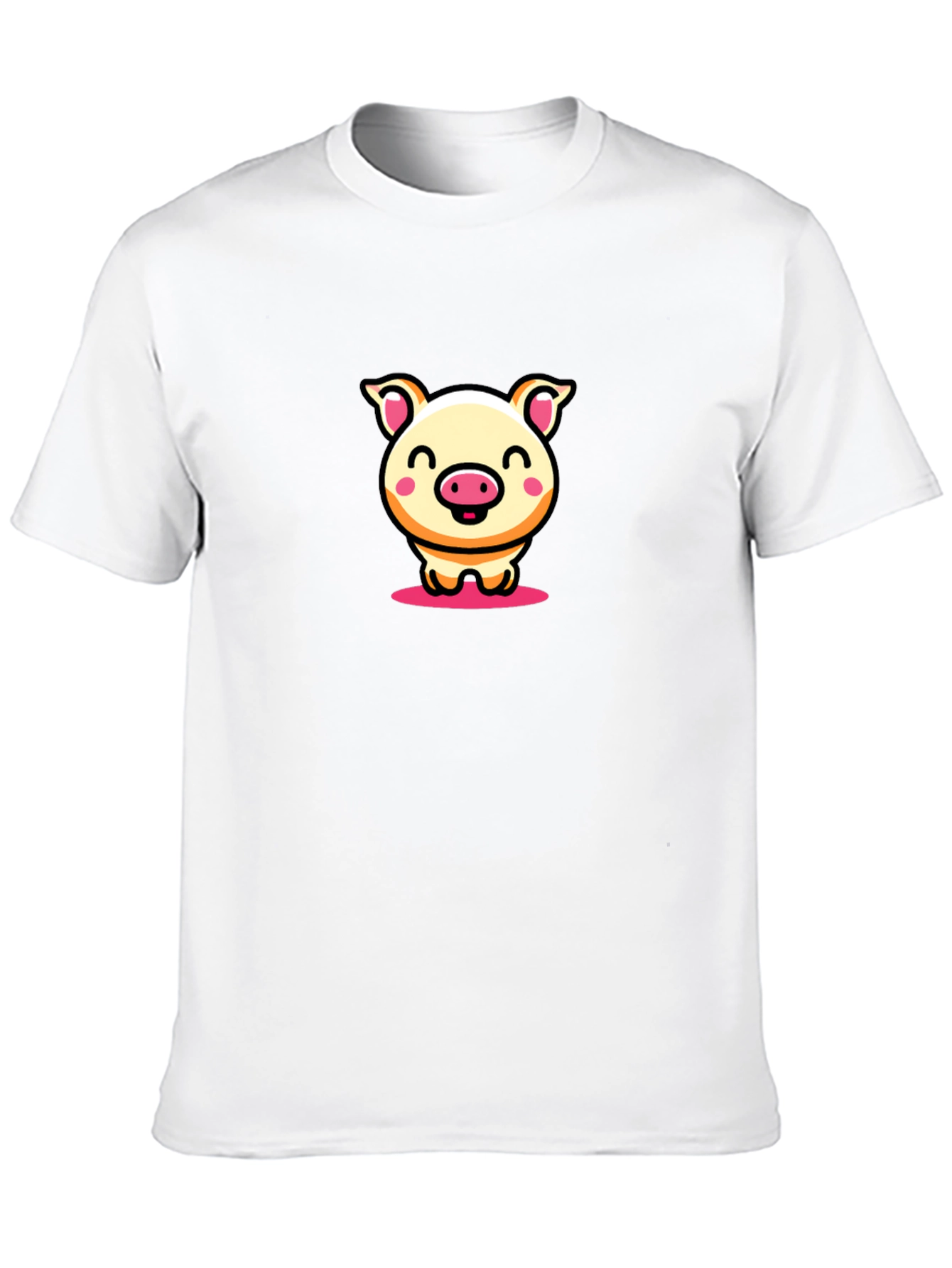 Black Cute Pig Cartoon Black T-Shirt view 10