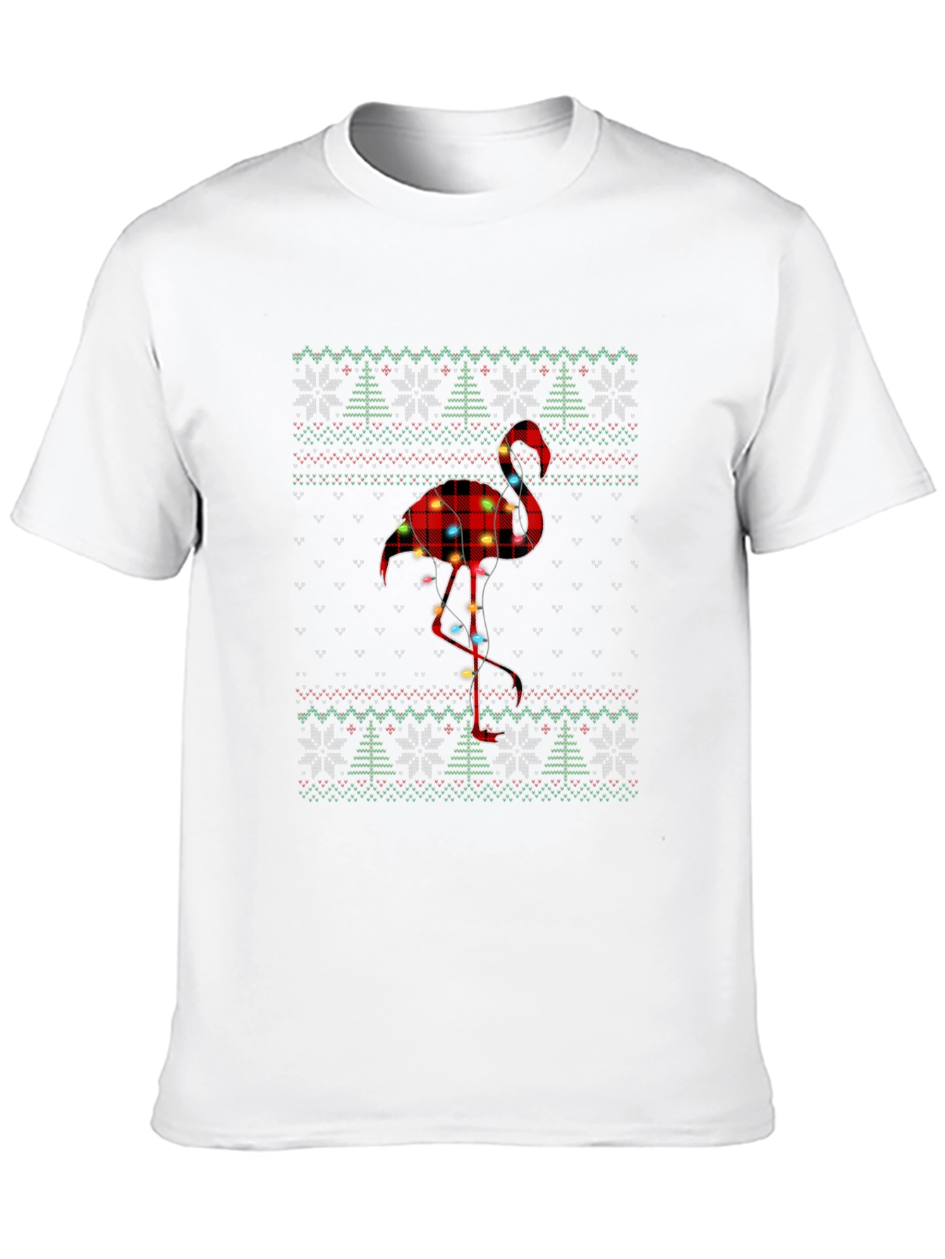 Black Festive Flamingo Christmas T-Shirt view 10