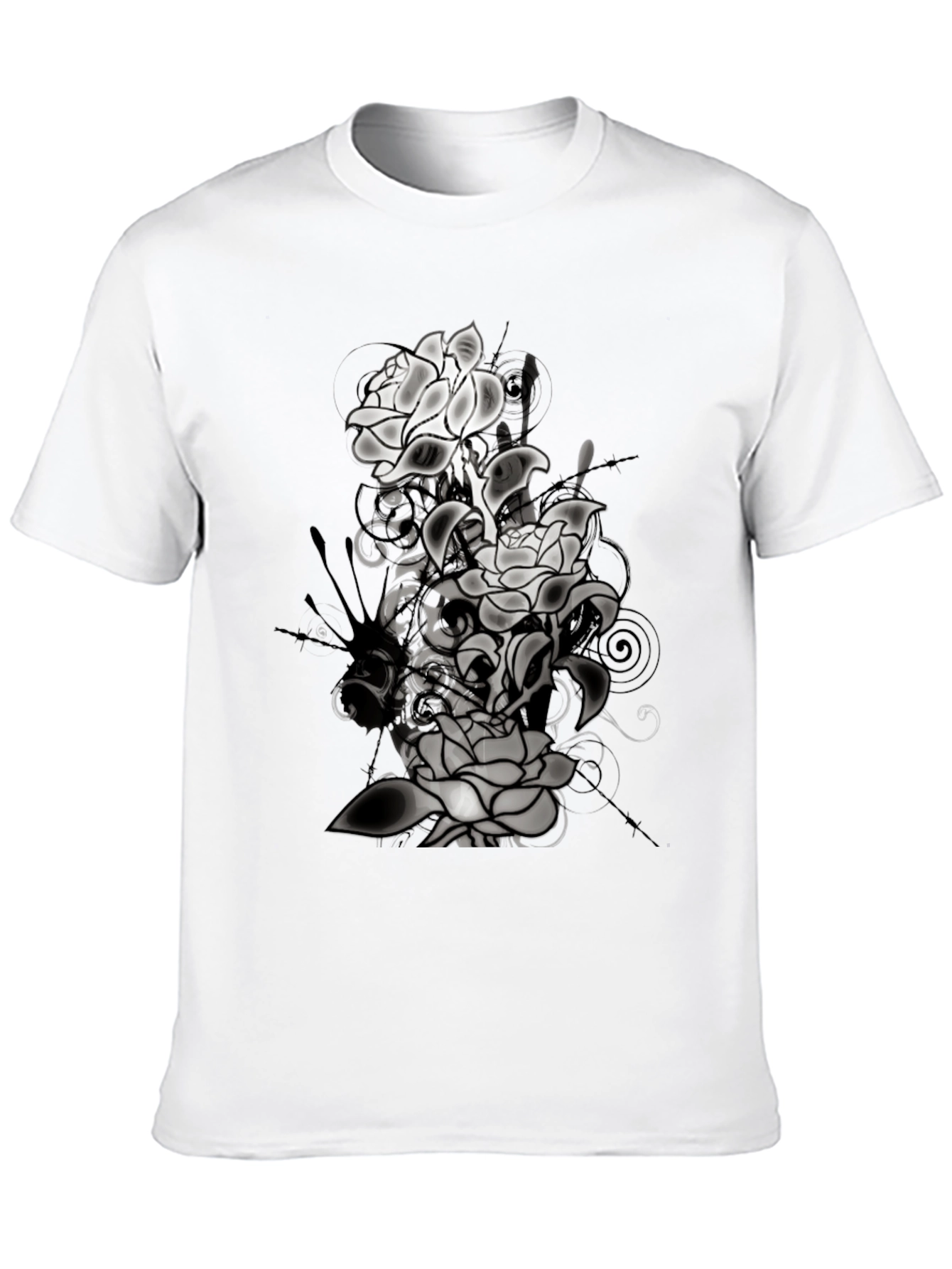 Black Floral Graphic T-Shirt - Men's Black Tee view 10