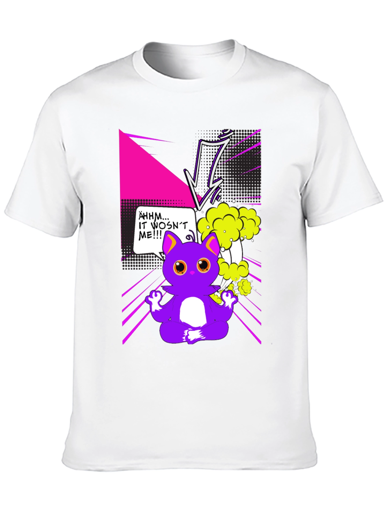 Black Funny Cartoon Cat Graphic T-Shirt view 10