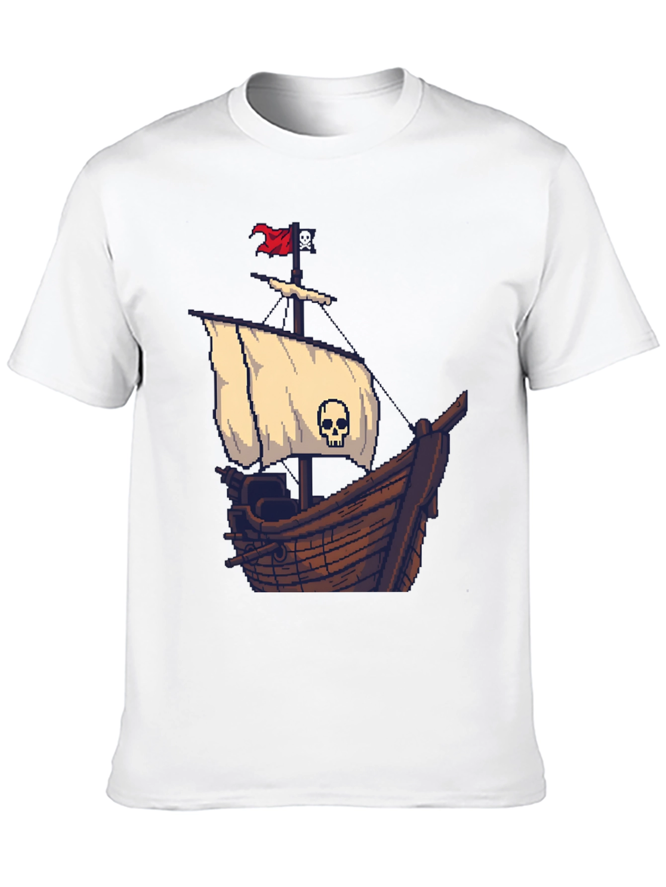 Pirate Ship Pixel Art Black T-Shirt - 10