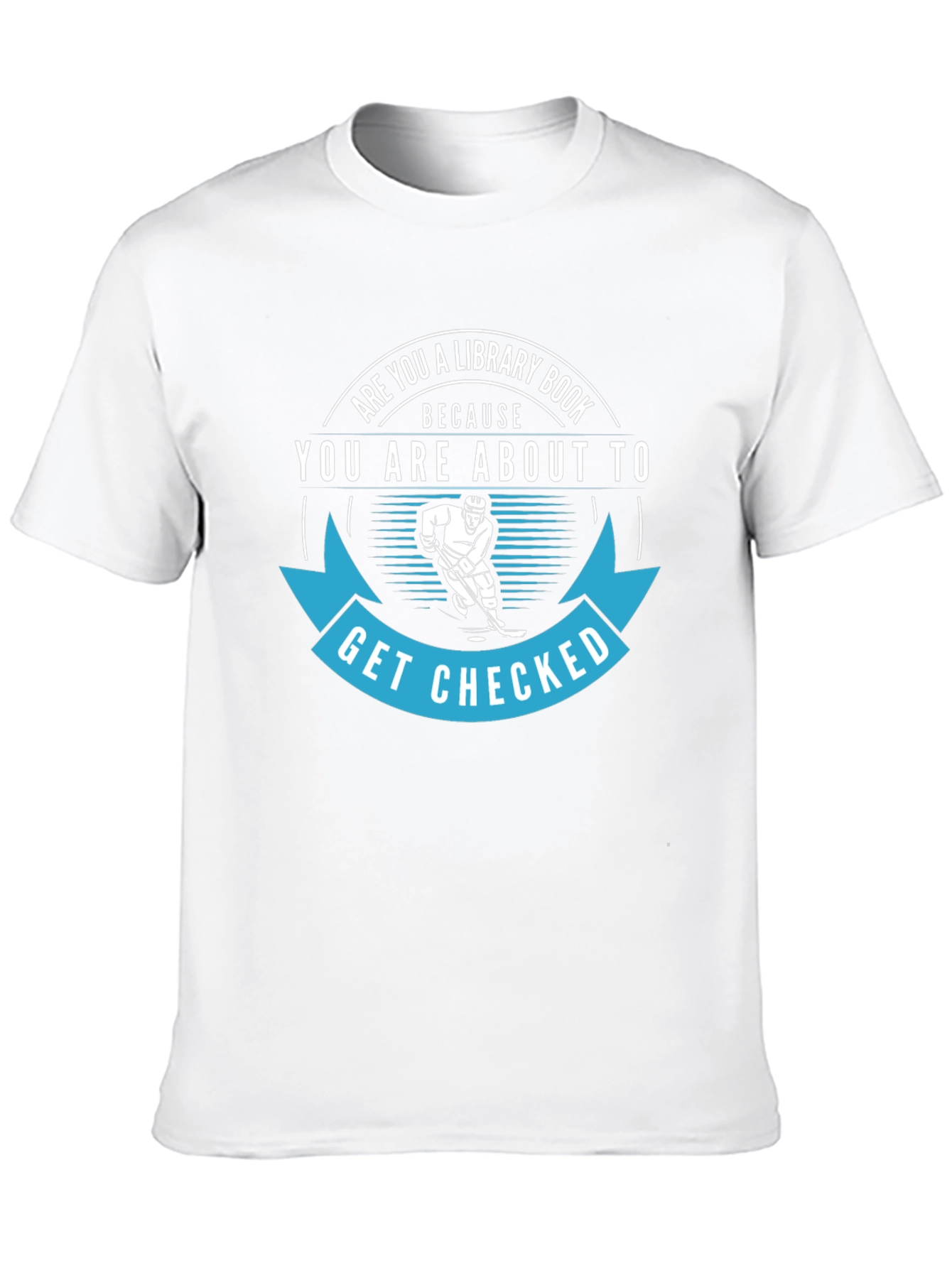 Black Funny Hockey T-Shirt: Library Book, Get Checked view 10