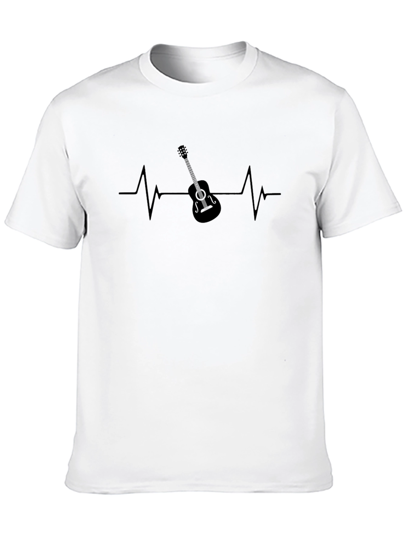 Black Guitar Heartbeat Graphic T-Shirt view 10