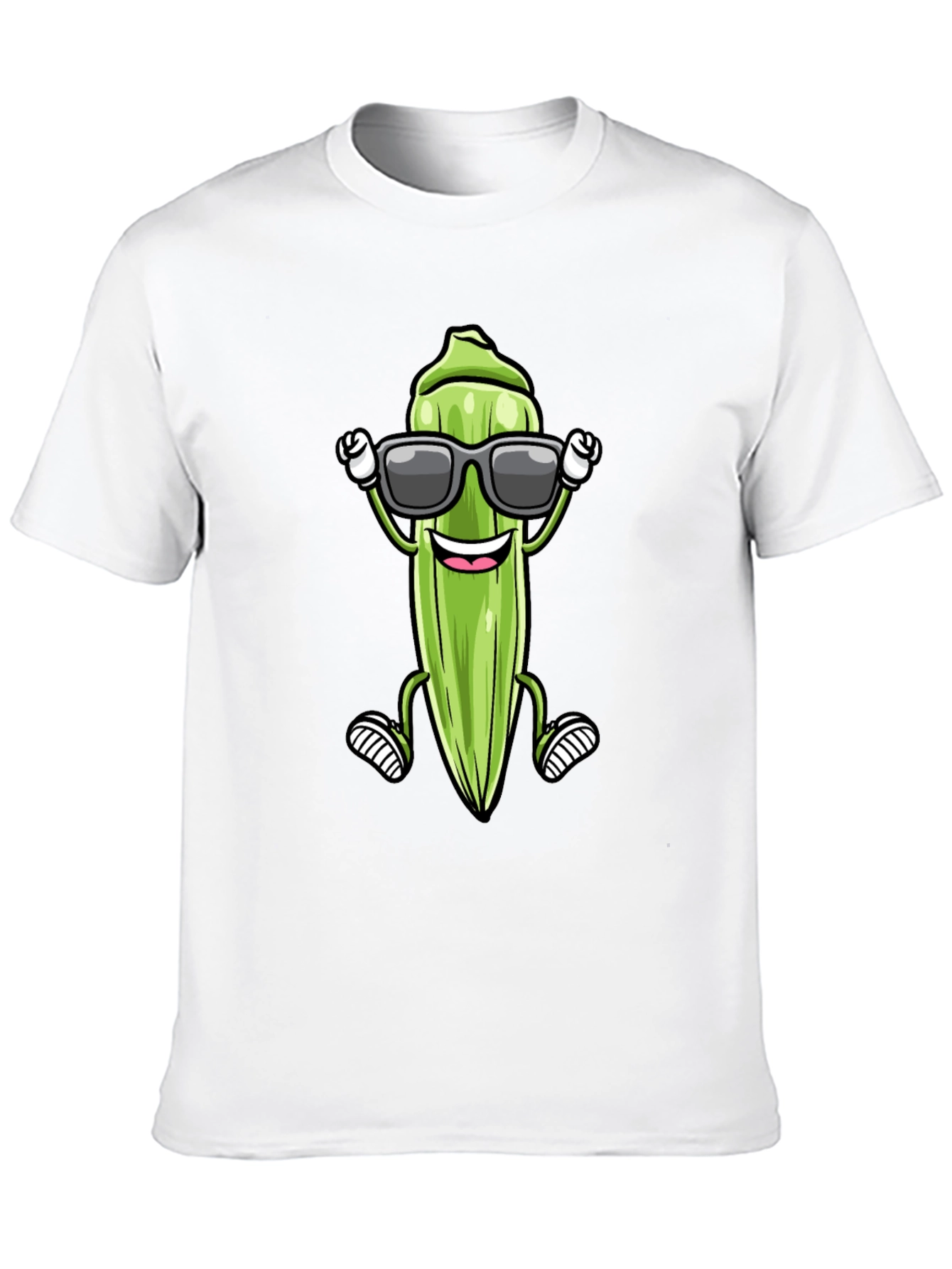 Black Cool Okra Cartoon T-Shirt view 10