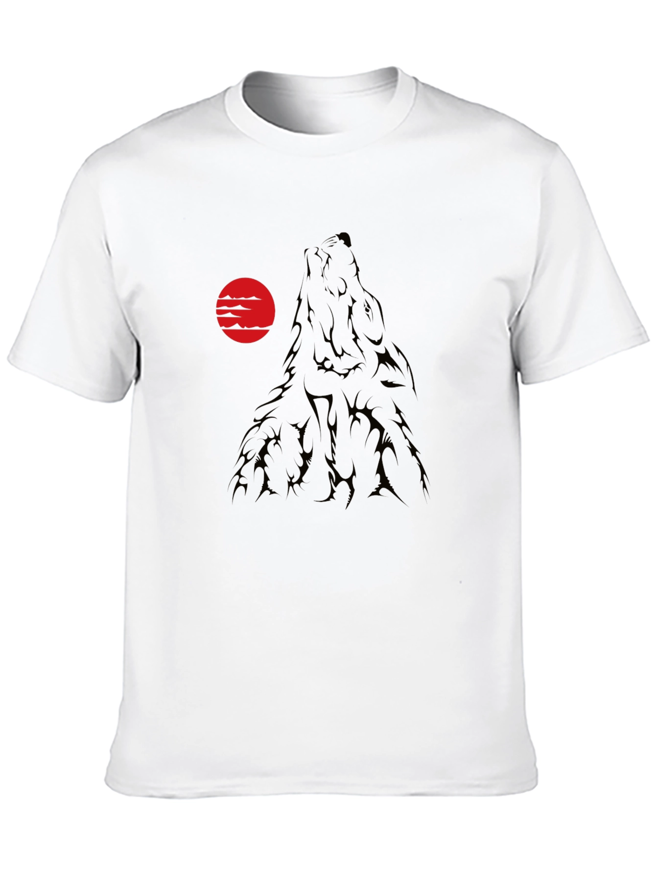 Black Wolf Howling at Red Moon Black T-Shirt view 10