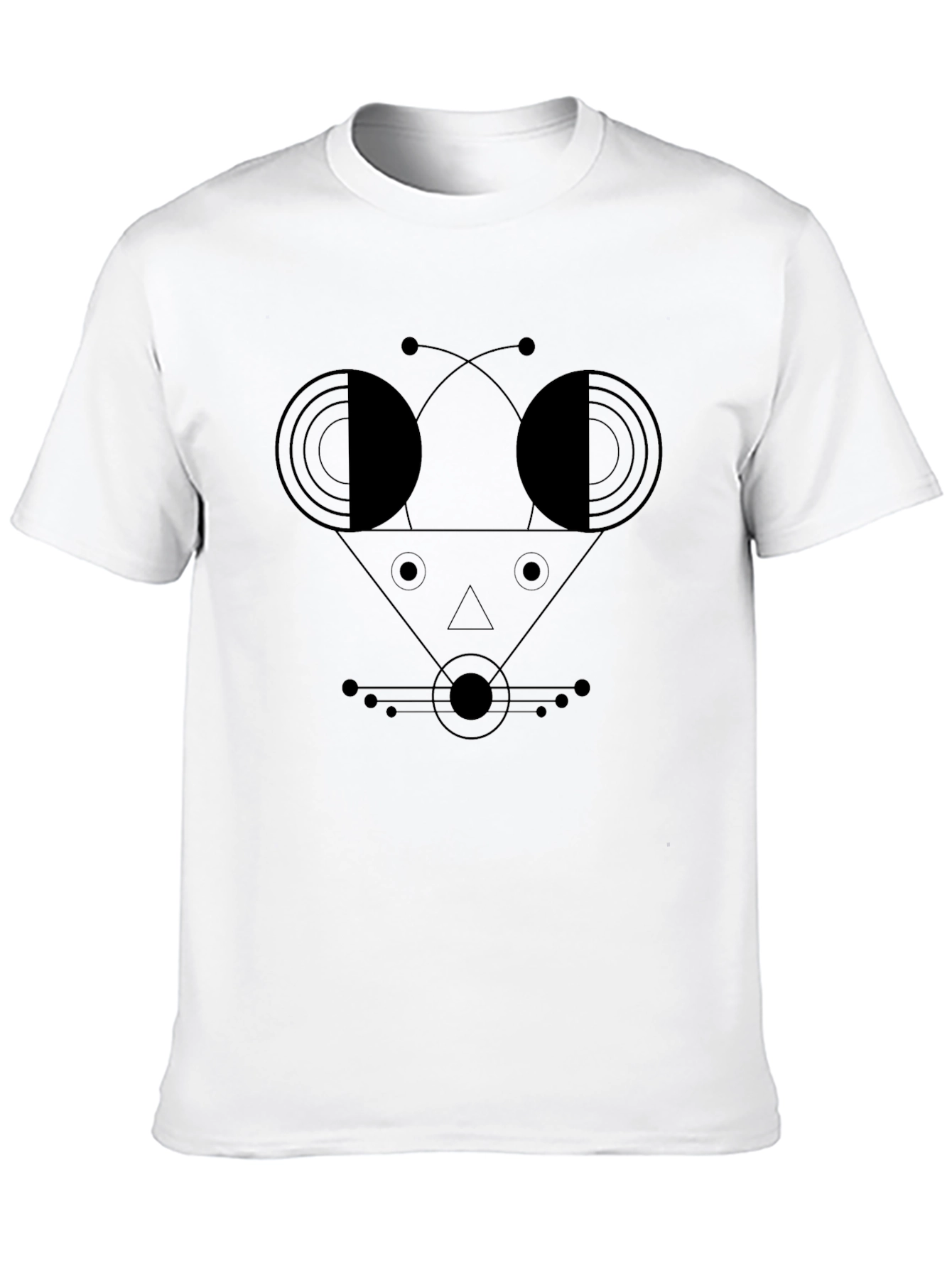 Black Abstract Geometric Face Black T-Shirt view 10