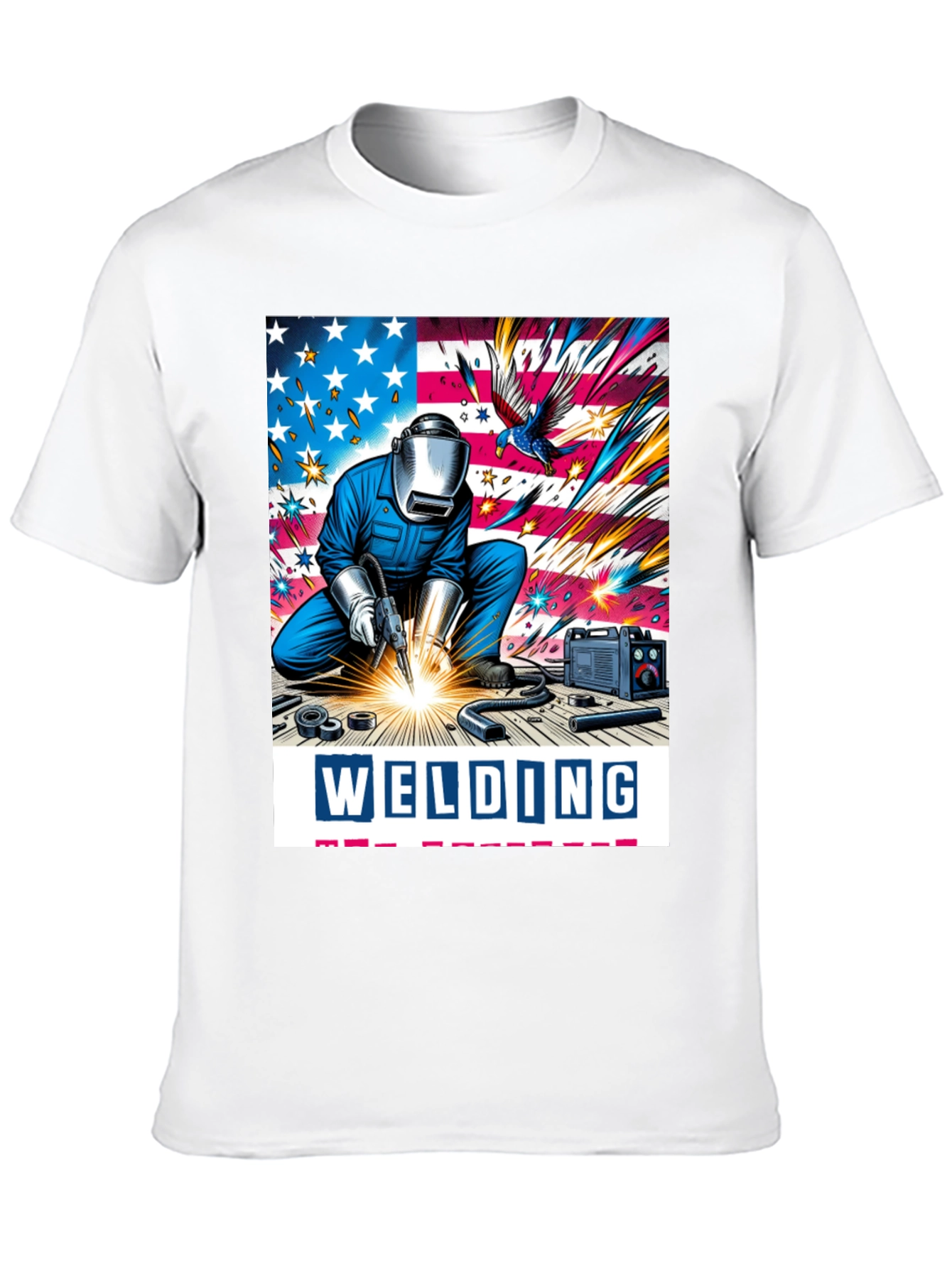 Black Welding American Flag Graphic Tee view 10