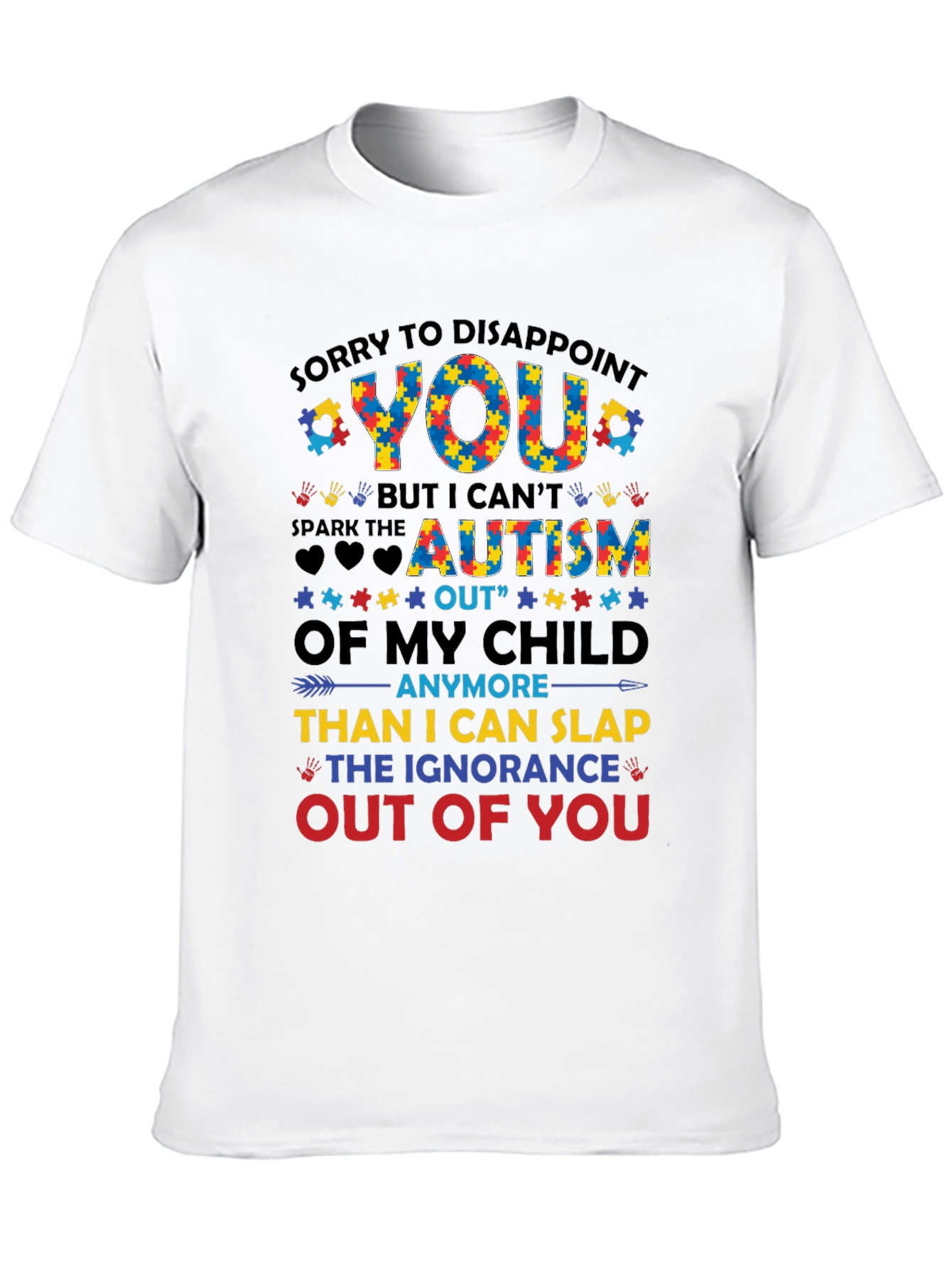 Black Autism Awareness Graphic Tee - Disappoint Ignorance view 10