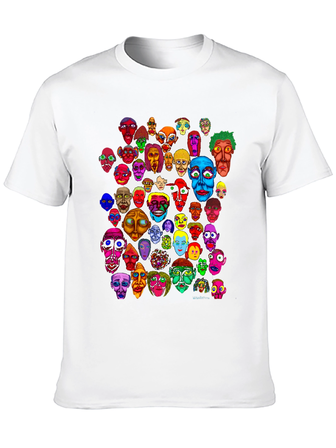 Black Unique Colorful Faces Graphic Tee view 10