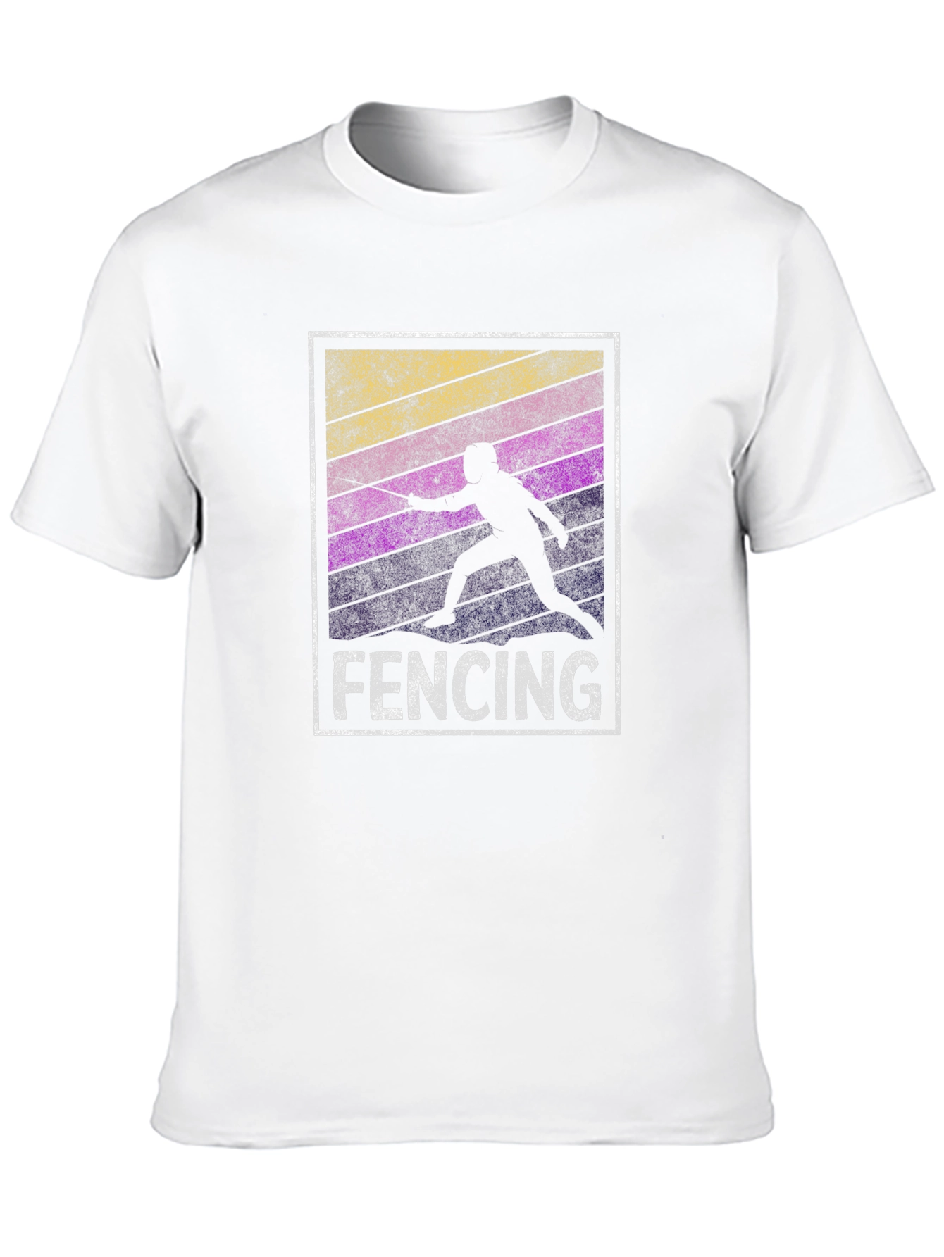 Black Fencing Silhouette T-Shirt - Retro Style view 10