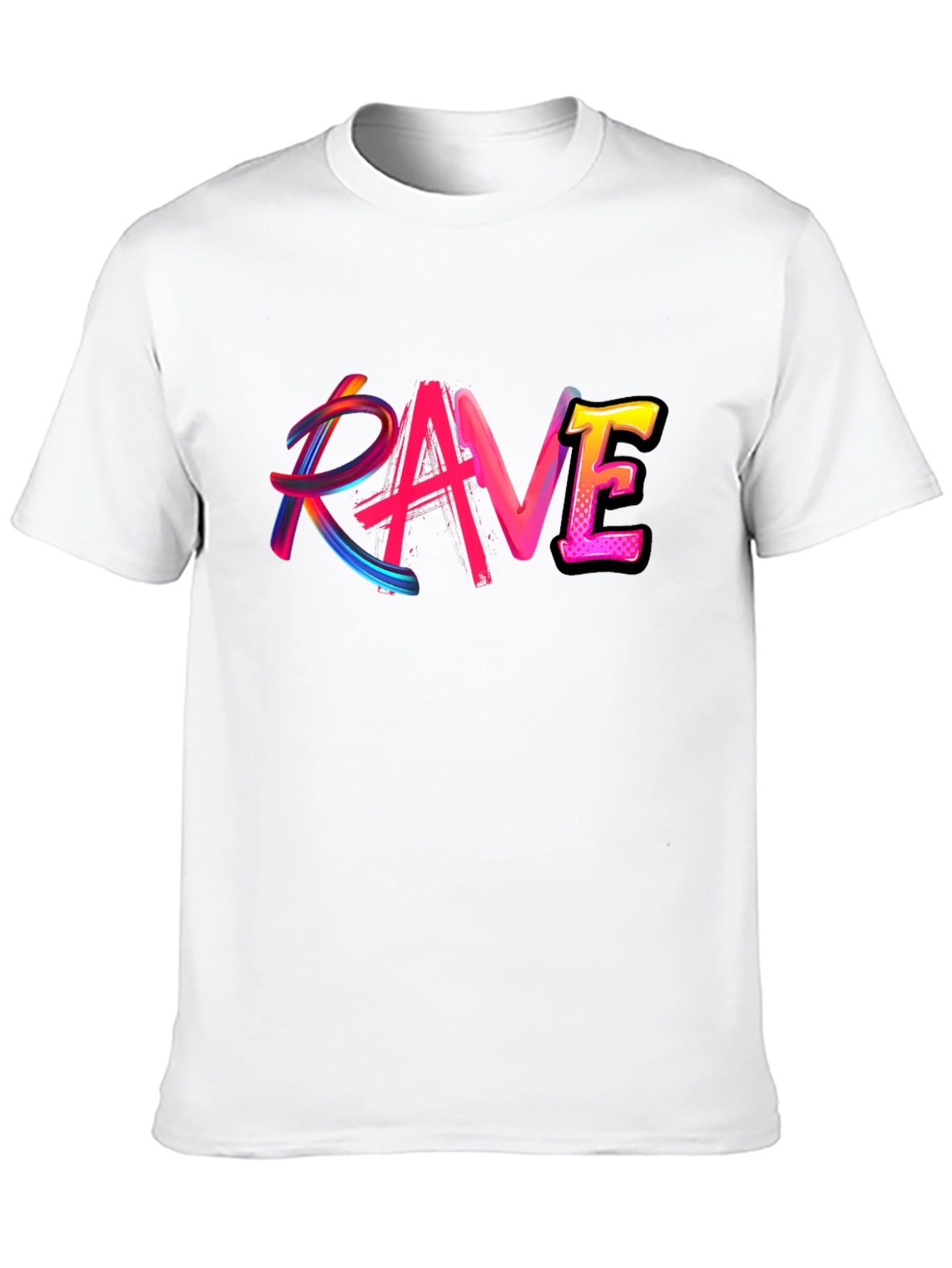 Black Rave Graphic Black T-Shirt Funky Party Tee view 10
