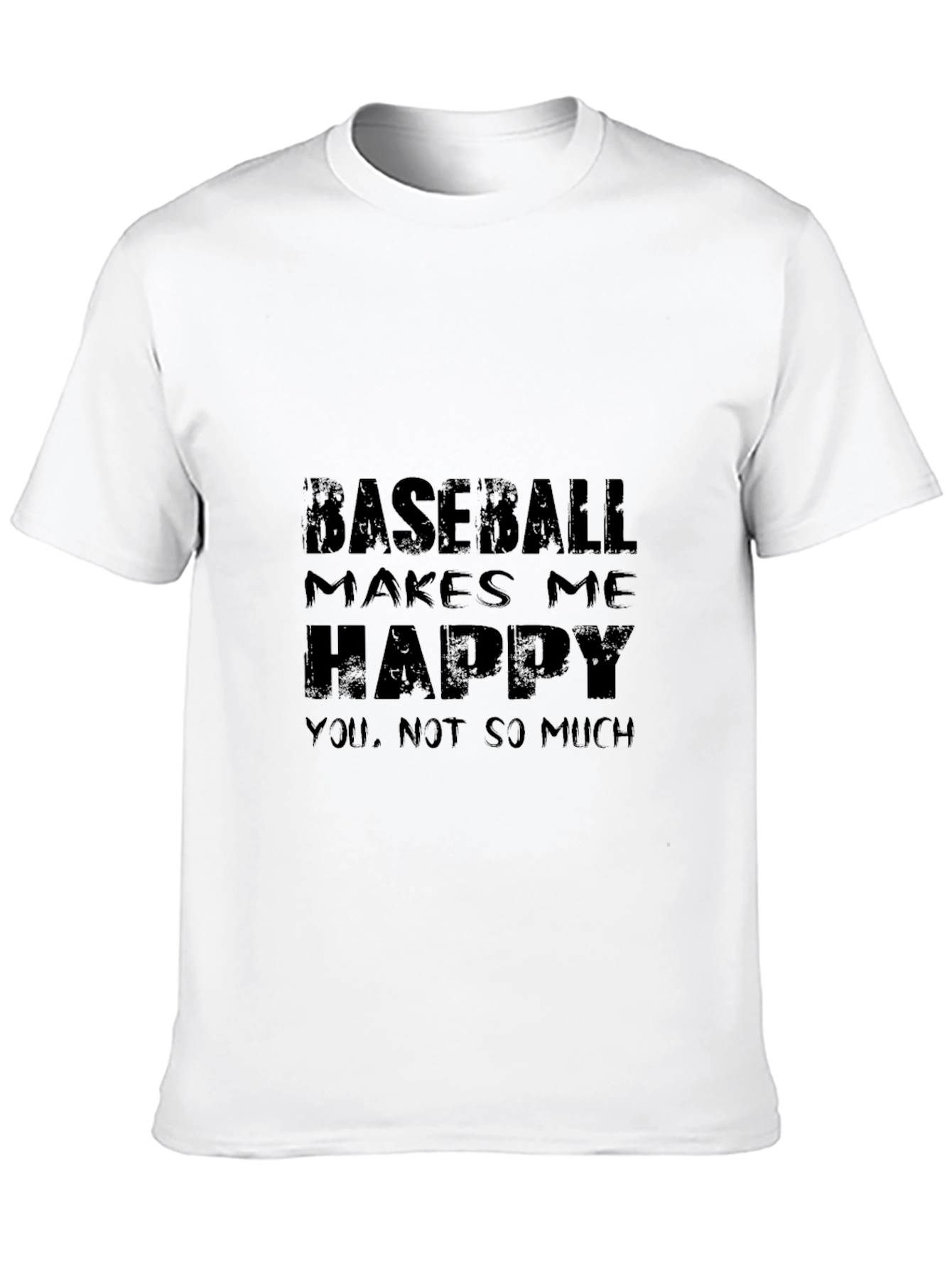 Black Baseball Makes Me Happy T-Shirt - Funny Slogan Tee view 10