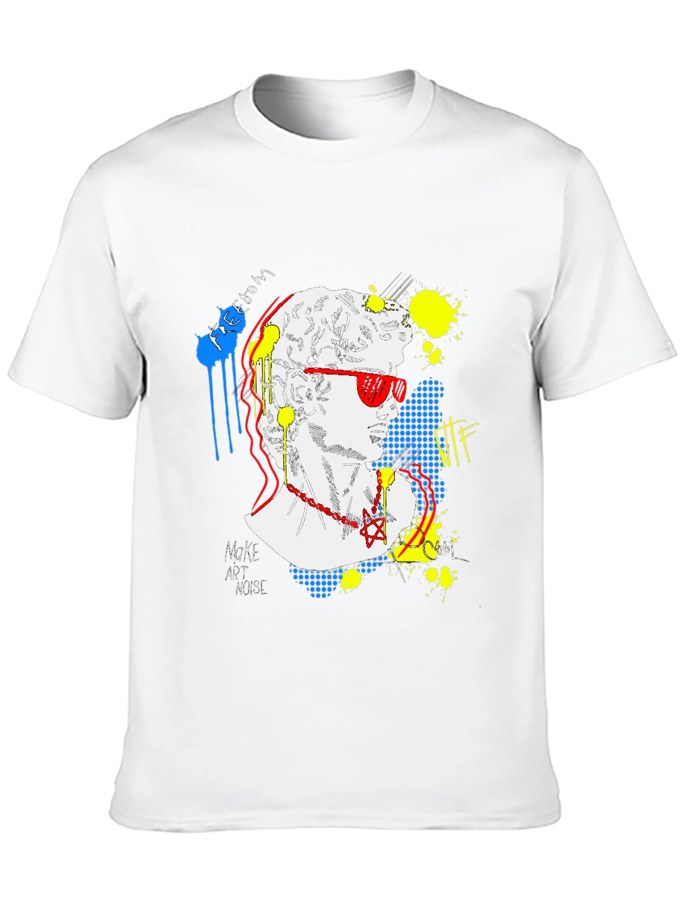 Black Pop Art David Graphic Tee - Unisex Black T-Shirt view 10