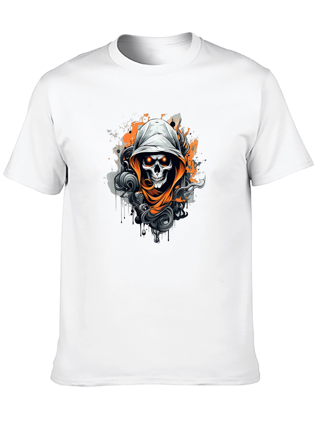Black Skull Graphic Print Crew Neck T-Shirt view 10