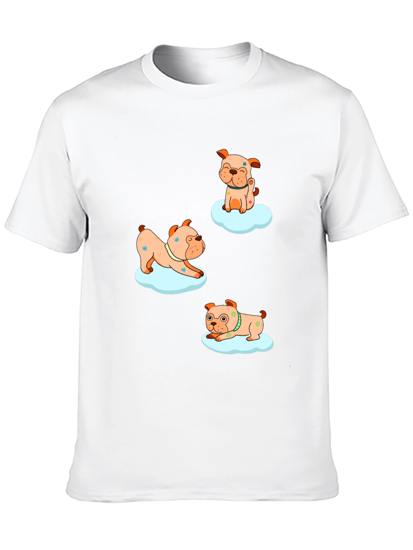 Black Cute Bulldog Cloud Print Black T-Shirt view 10