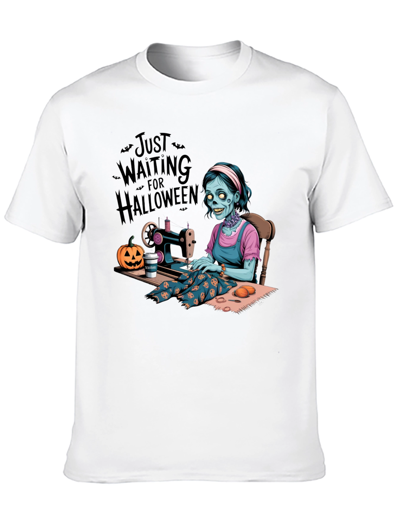Black Zombie Halloween Seamstress T-Shirt view 10