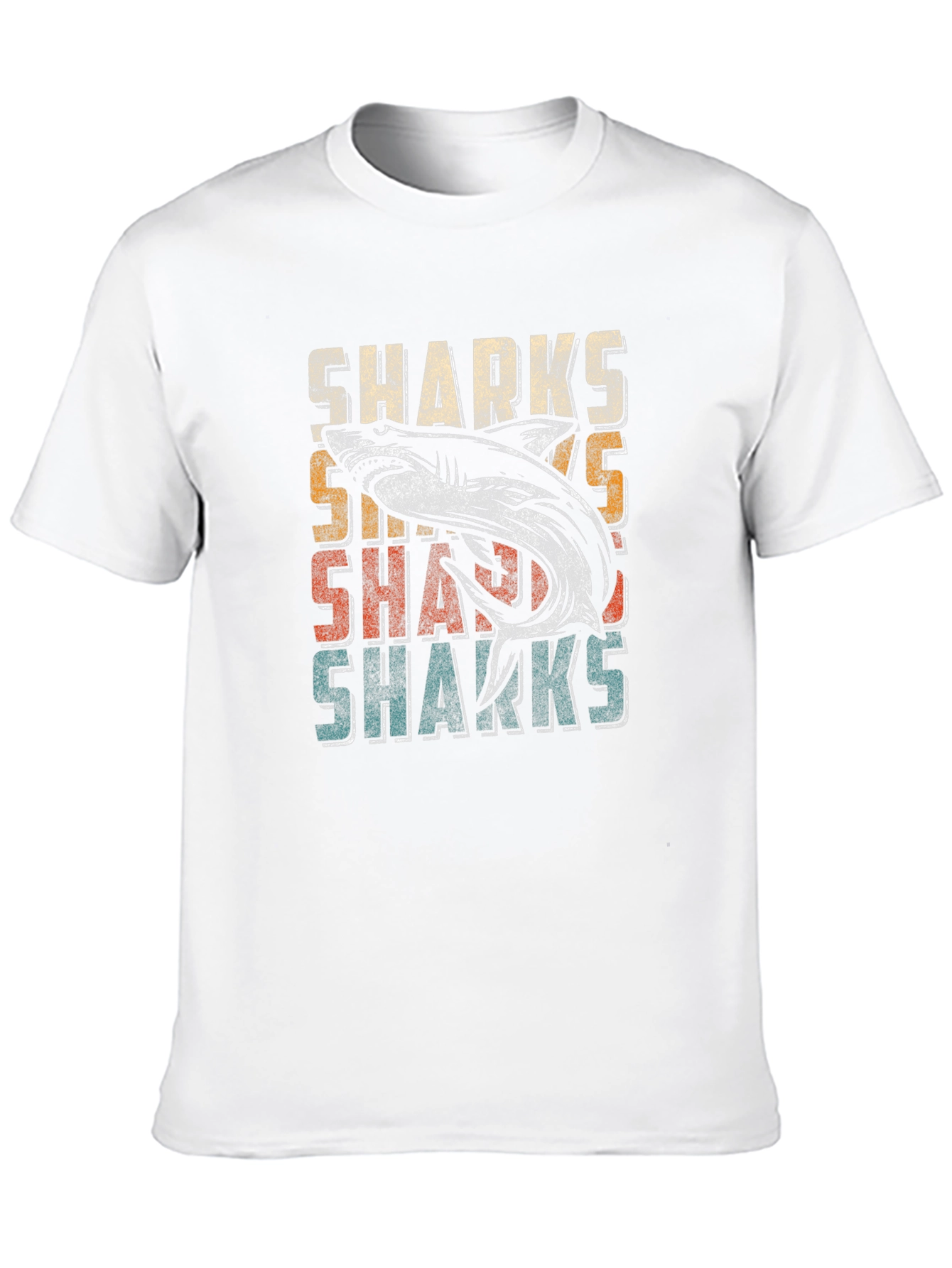 Black Vintage Sharks Graphic Men's T-Shirt - Black view 10