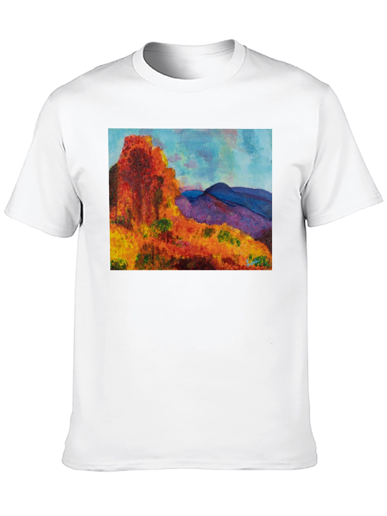 Black Scenic Mountain Print Black T-Shirt view 10