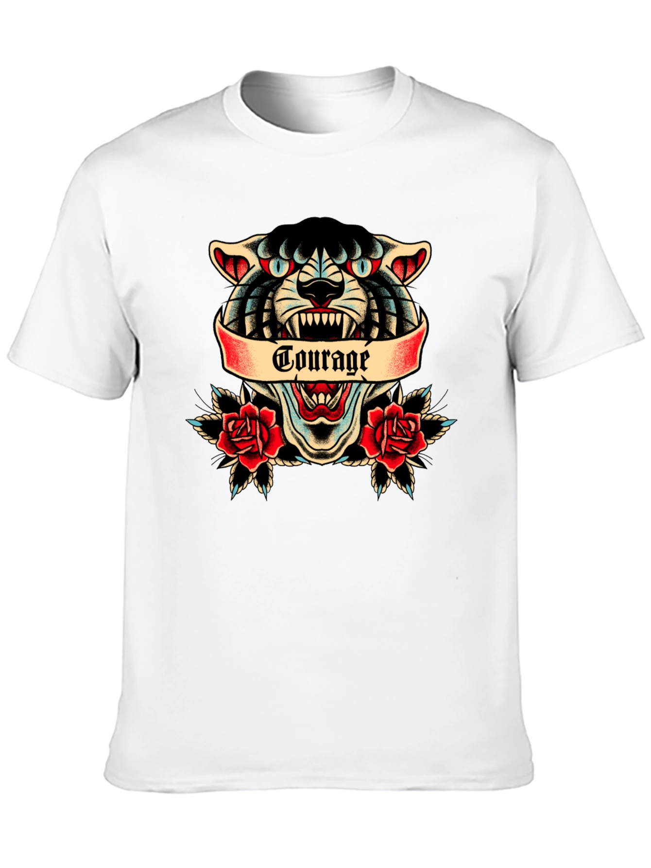 Courage Tattoo Style Graphic Tee - Men's Black Cotton T-Shirt - 10