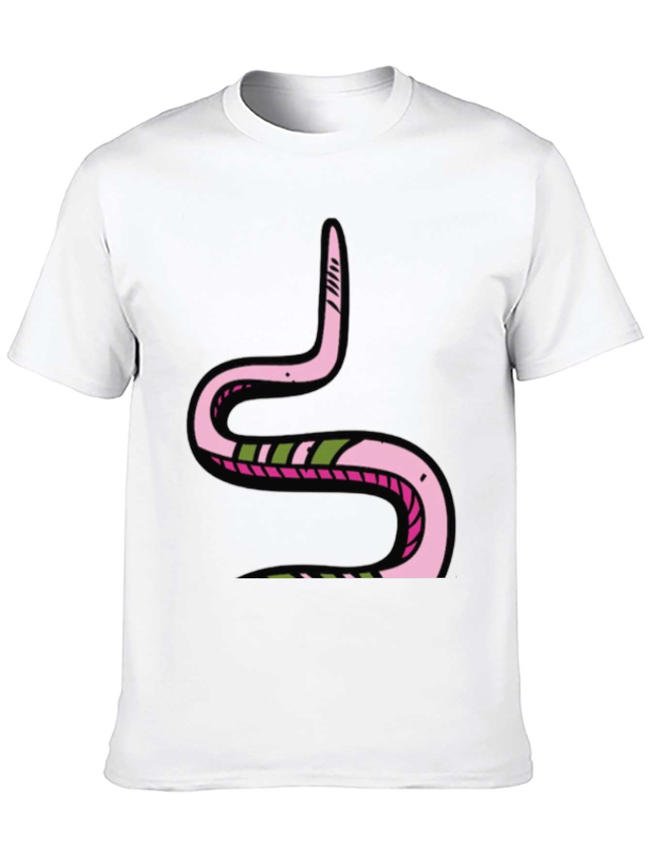 Black Pink Snake Graphic Black Tee - Fun Cartoon Style view 10
