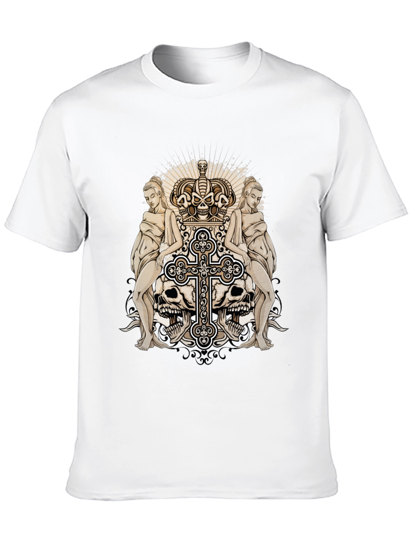 Black Skull Crown Graphic Print Black T-Shirt view 10